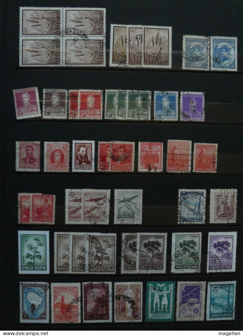 Argentine - Important Lot De Timbres Oblitérés à Trier Sur 14 Pages D'album - Collections, Lots & Series