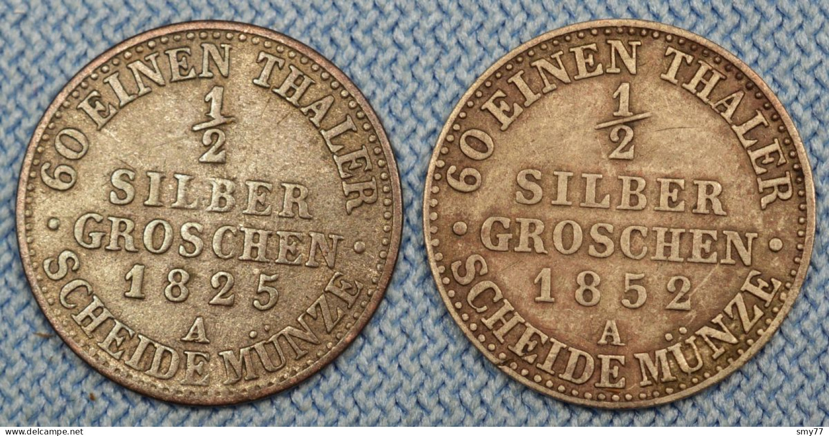 Preussen / Prussia • Lot  2x  1/2 Groschen • 1825 A  – 1852 A • See Details • German States / Silbergroschen  • [24-609] - Colecciones