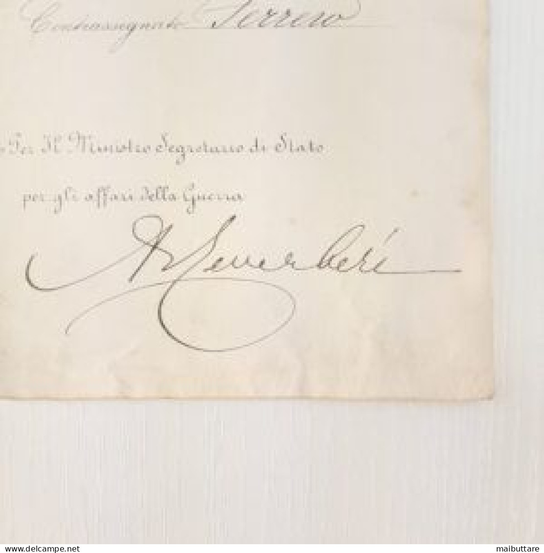 Decreto Del Re Umberto I - Re D'Italia E Autografato Dal Ministro Della Guerra. - Décrets & Lois