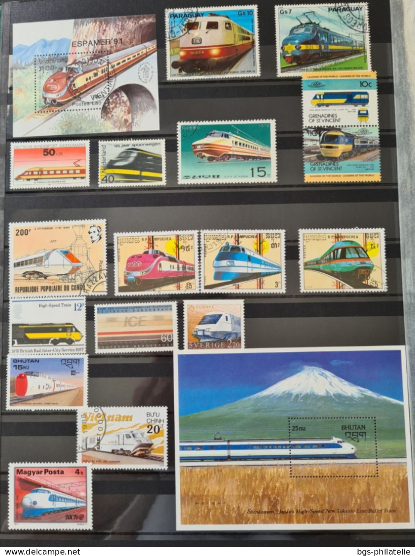 Collection De Timbres Sur Le Thème Des Trains. - Sammlungen (ohne Album)