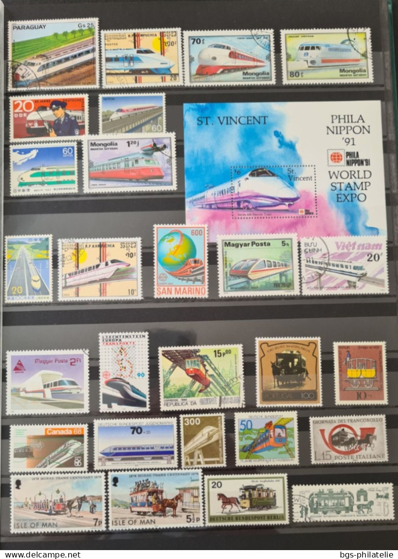 Collection De Timbres Sur Le Thème Des Trains. - Sammlungen (ohne Album)