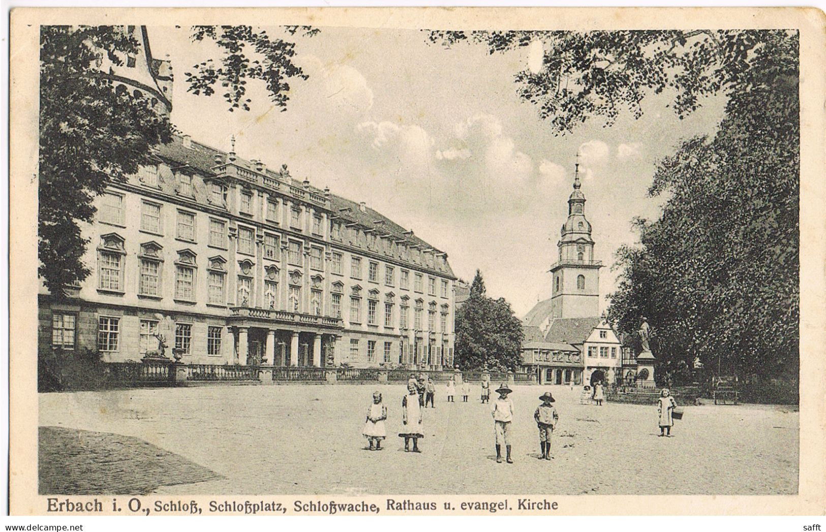 Ferldpost-AK Erbach Im Odenwald, Schloss, Rathaus Und Ev. Kirche 1917 - Erbach