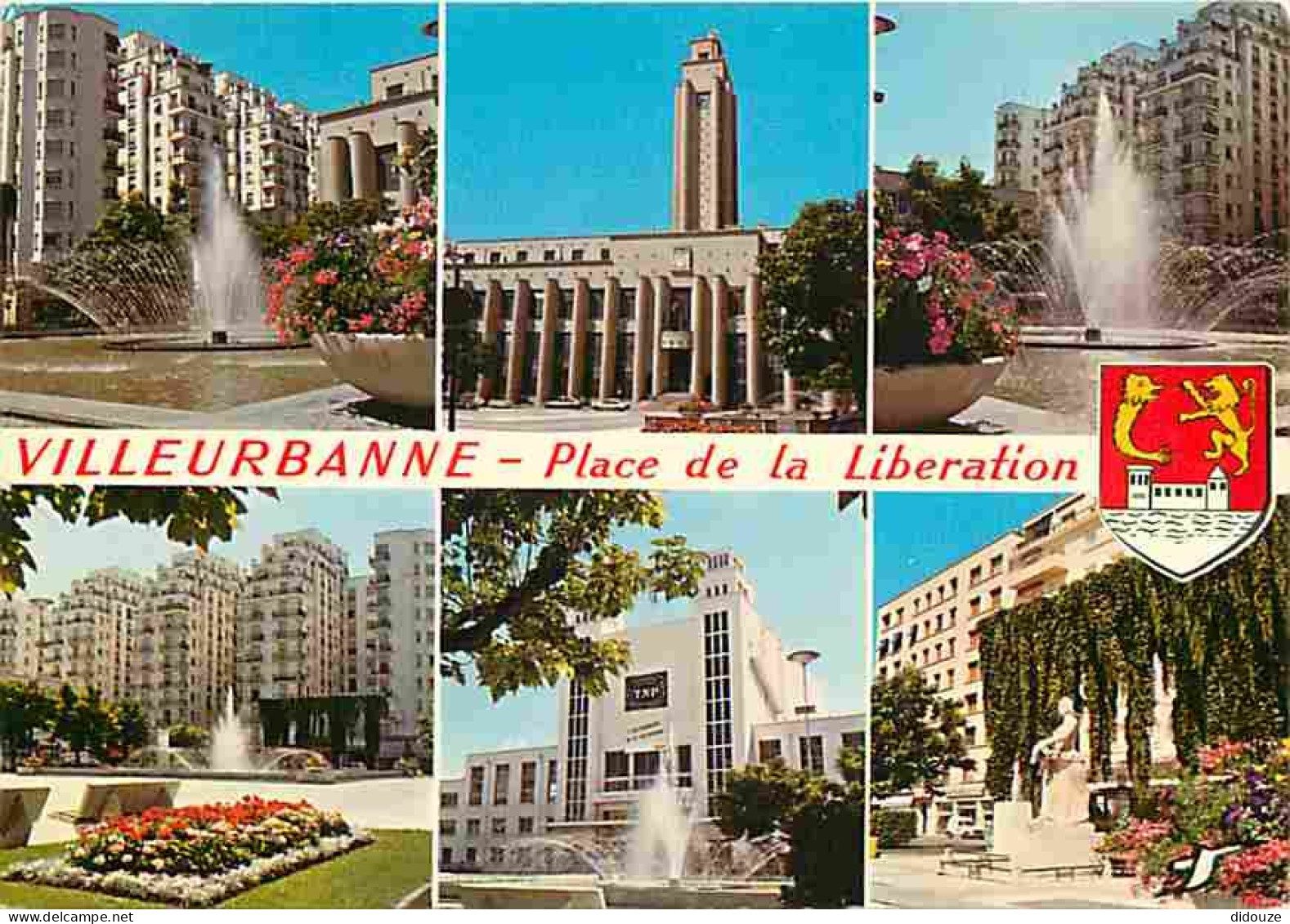 69 - Villeurbanne - Place De La Libération - Multivues - Fleurs - Jets D'eau - Blasons - CPM - Voir Scans Recto-Verso - Villeurbanne