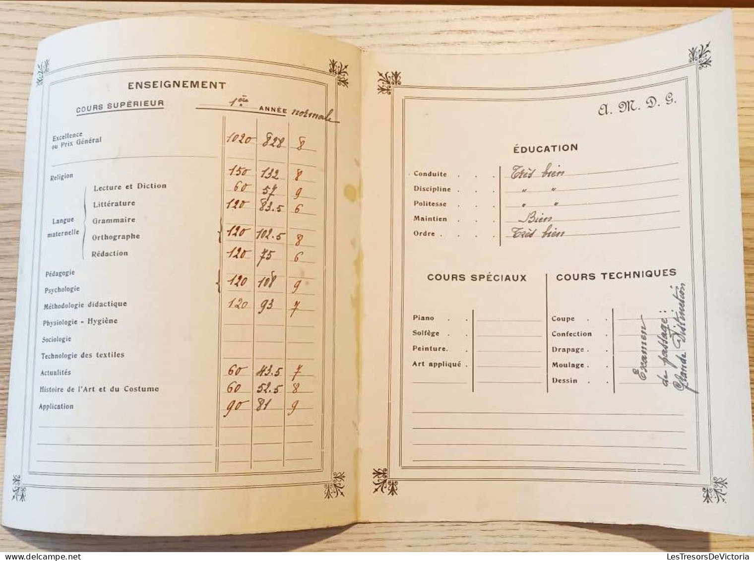 Institut Des Soeurs De Sainte Marie - Melle Rosa Bertiaux - Le 31 Juillet 1940 - Diploma & School Reports
