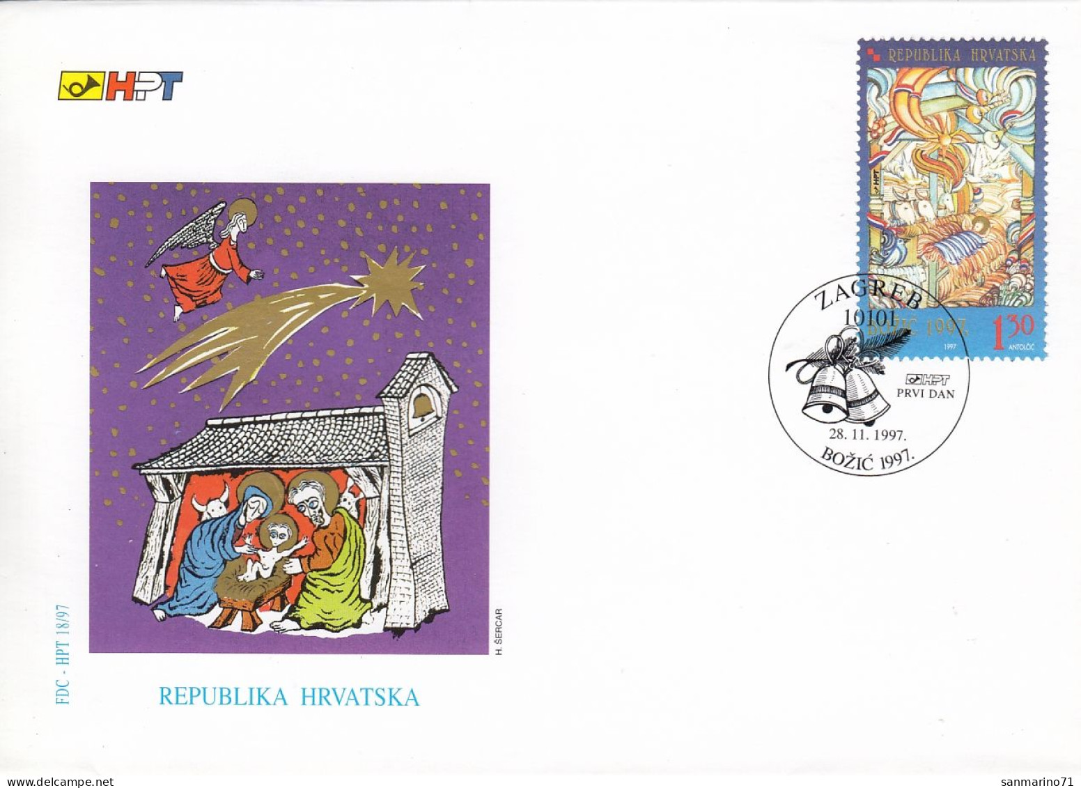 FDC CROATIA 441,Christmas 1997 - Croacia