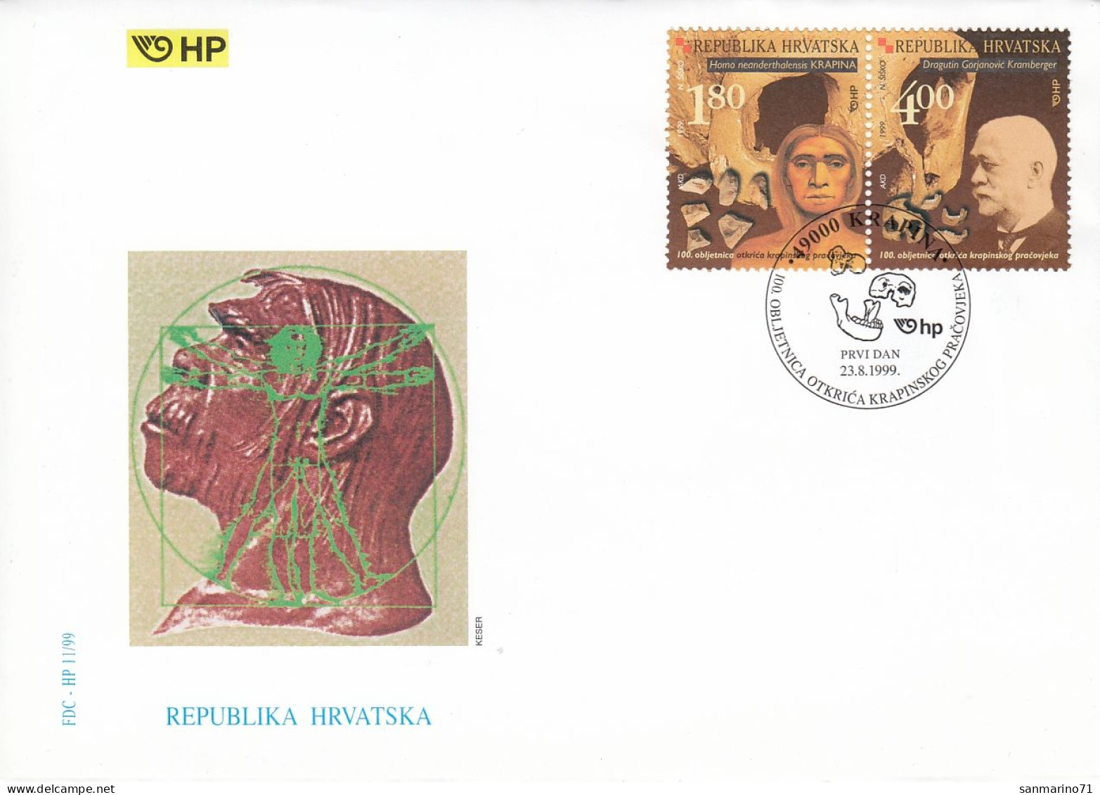 FDC CROATIA 517-518,Krapina - Croazia