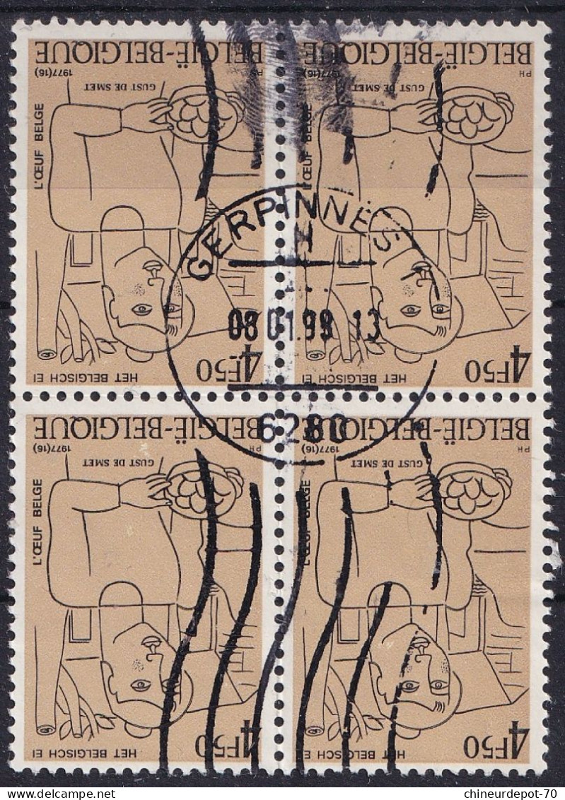 HET BELGISCHE EI  SMET ZOALS 1977 L'OEUF BELGE EN BLOC DE 4 CACHET GERPINNES - Used Stamps