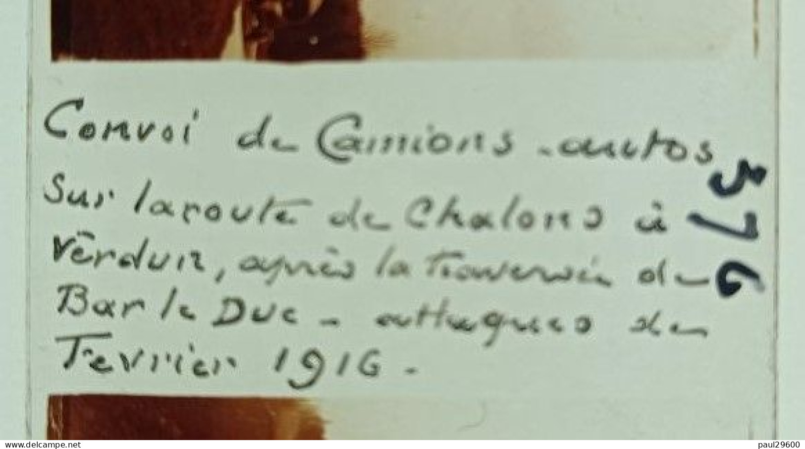 Photo Sur Plaque De Verre, Guerre 14/18, Meuse, Camions Autos, Route De Chalons à Verdun, Traversé De Bar Le Duc, 1916. - Diapositiva Su Vetro