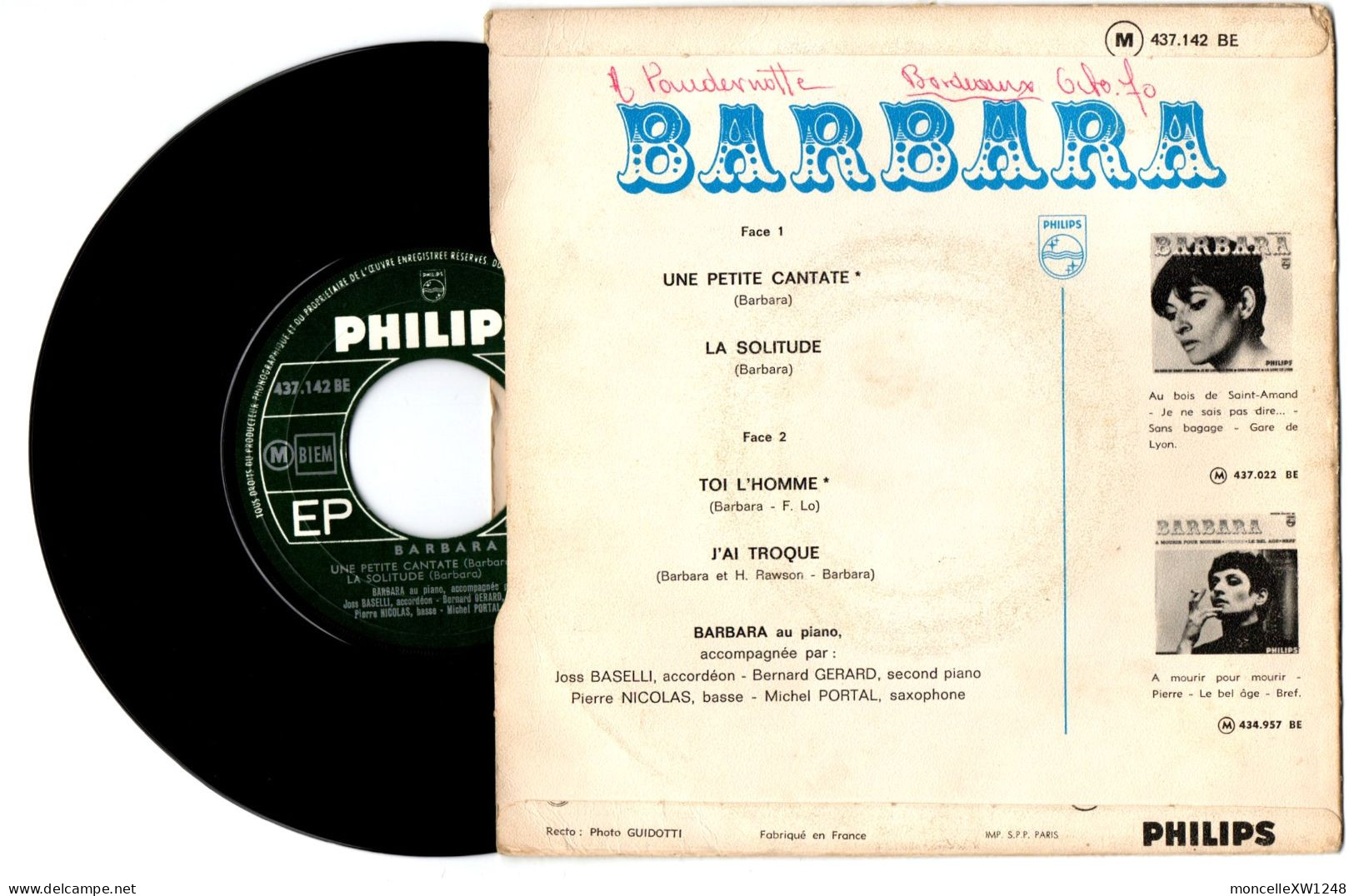 Barbara - 45 T EP Une Petite Cantate (1965 - Pochette Gaufrée) - 45 Rpm - Maxi-Singles