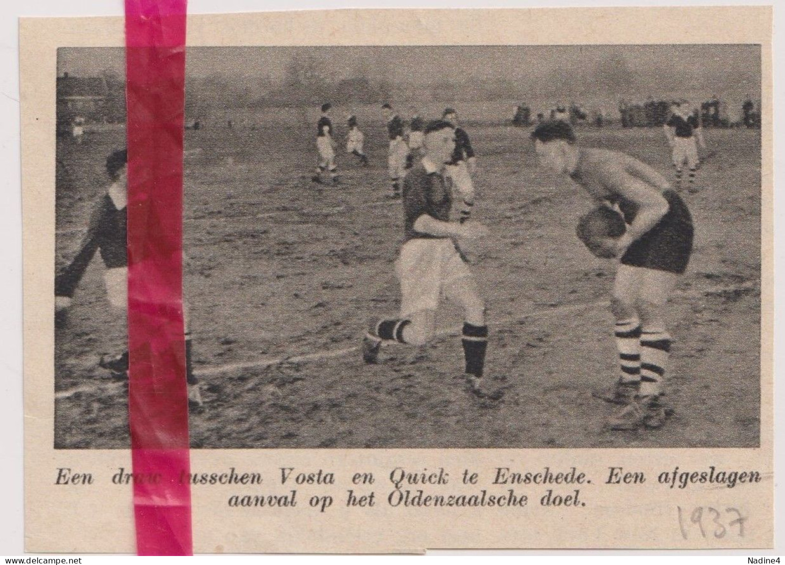 Voetbal Match Enschede Vosta X Quick Oldenzaal - Orig. Knipsel Coupure Tijdschrift Magazine - 1937 - Ohne Zuordnung