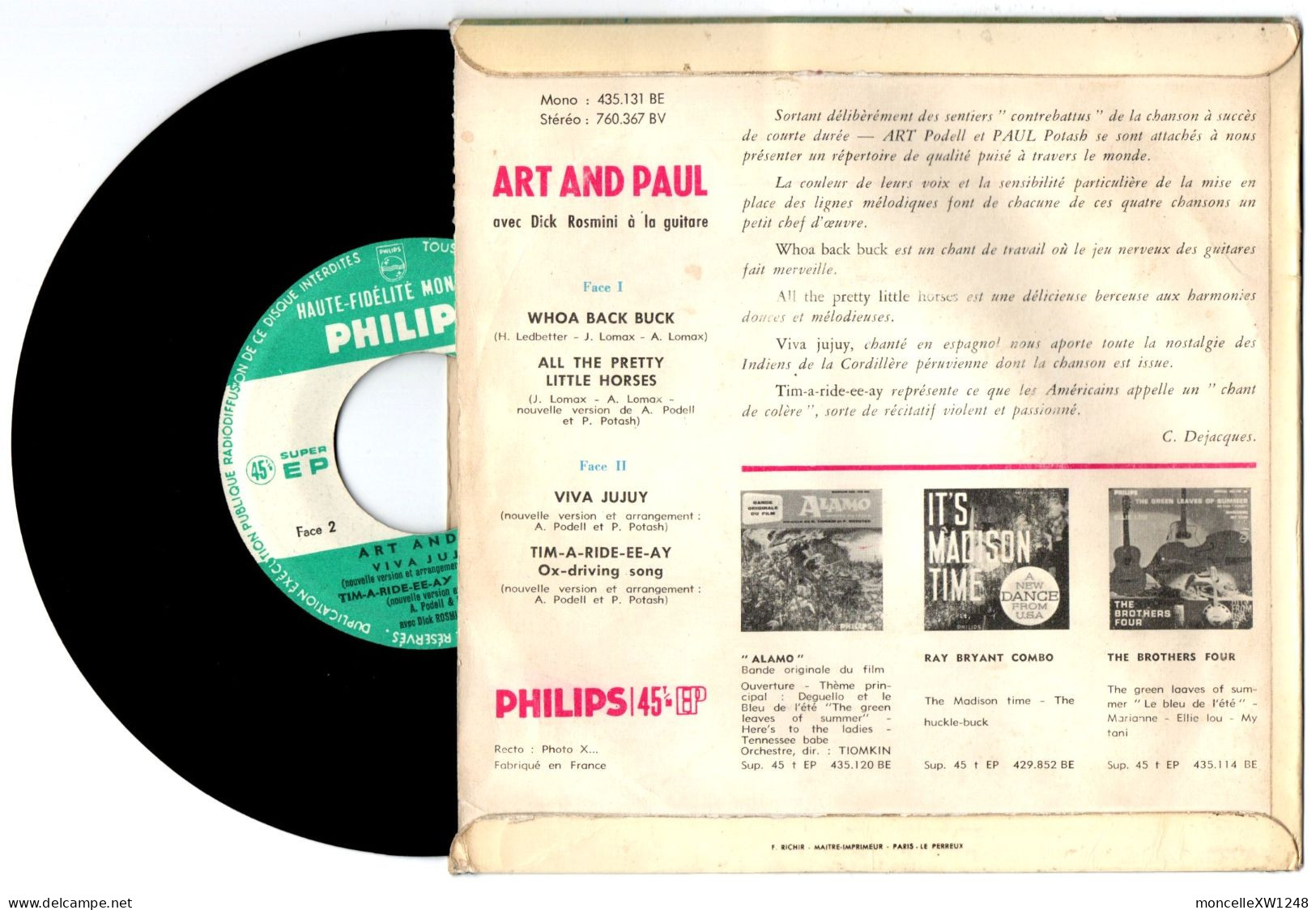 Art And Paul - 45 T EP Viva Jujuy (1960) - 45 G - Maxi-Single