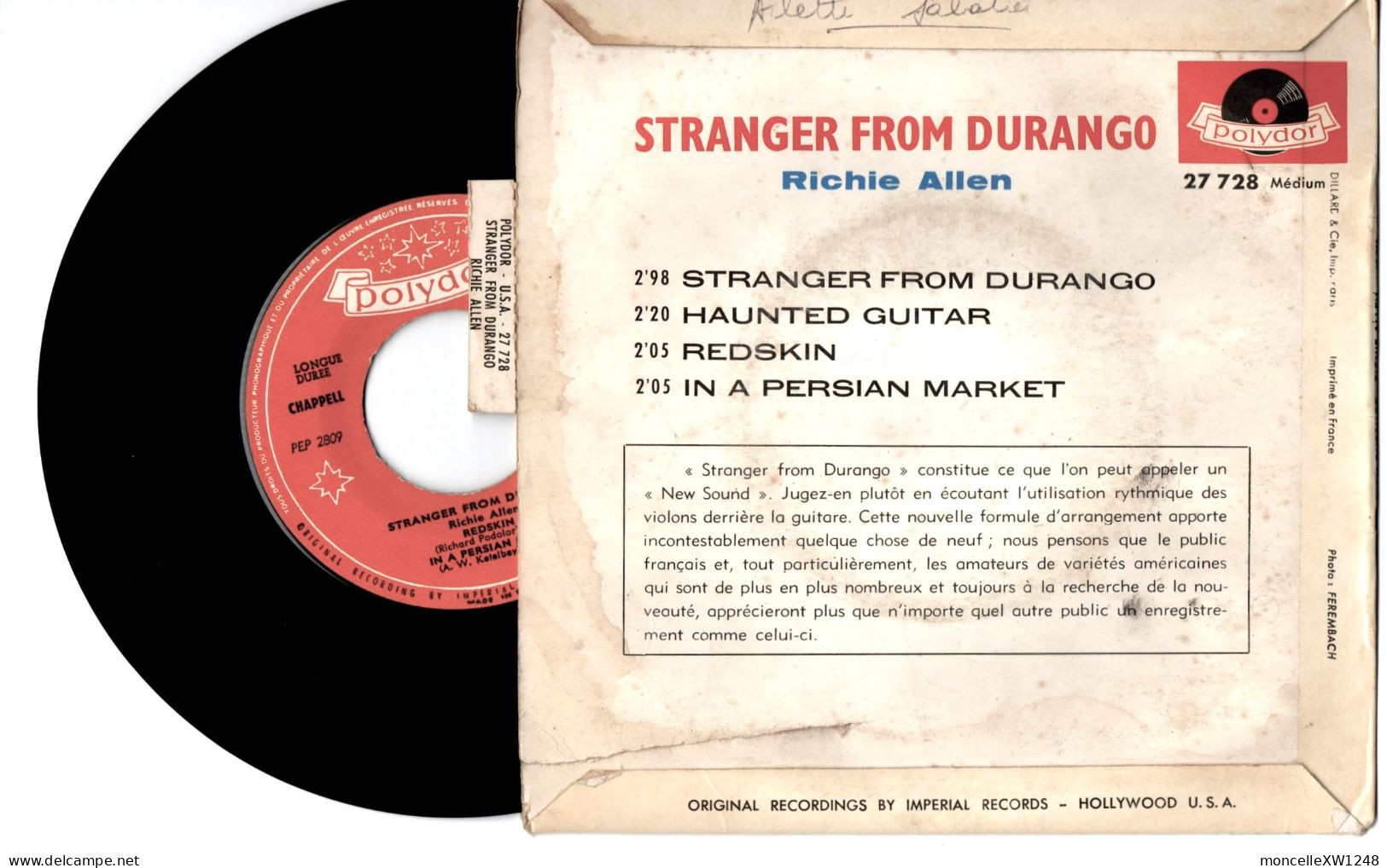 Richie Allen Orchestra - 45 T EP Stranger From Durango (1961) - 45 Rpm - Maxi-Single