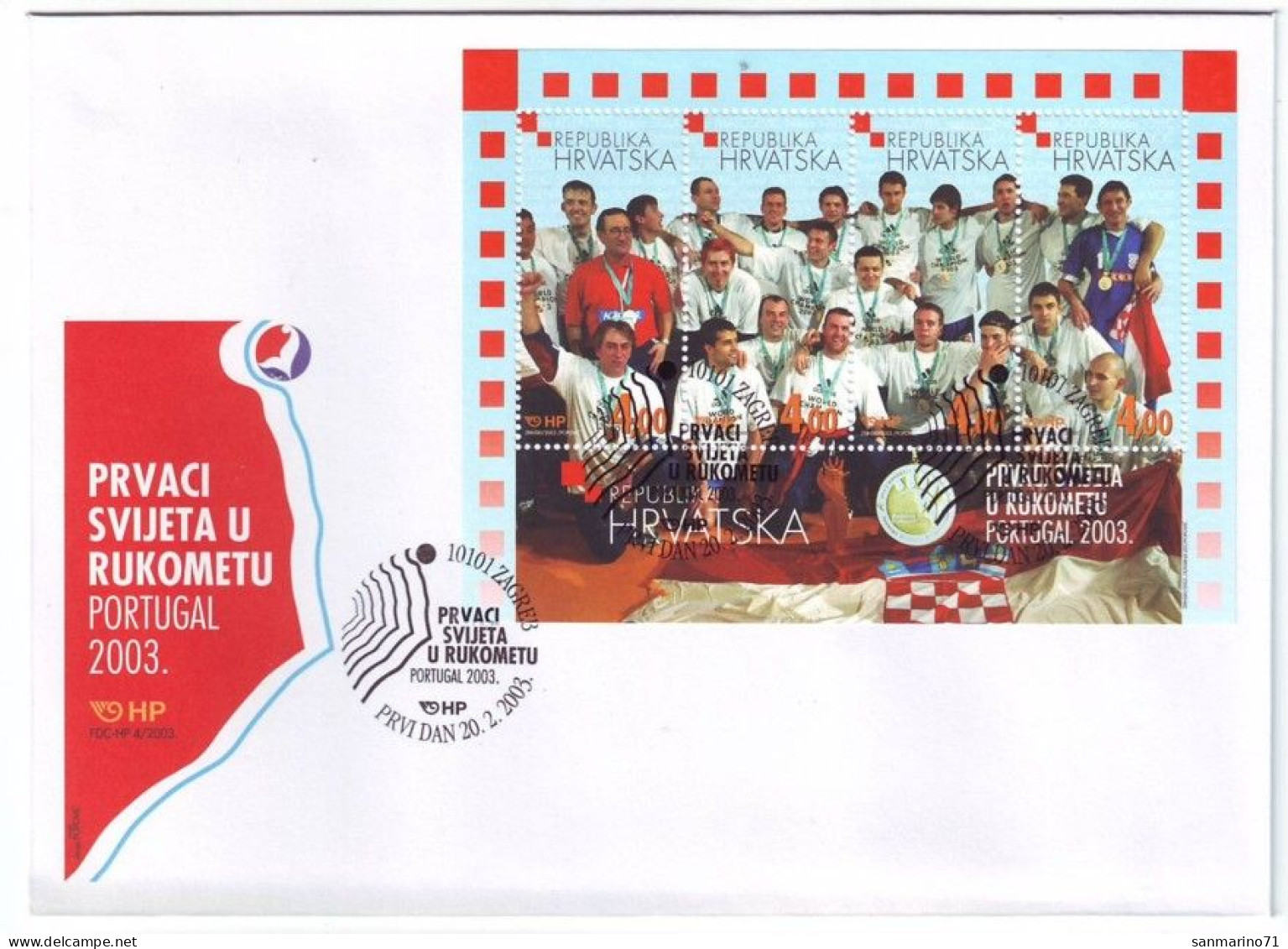 FDC CROATIA Block 21,handball - Croacia