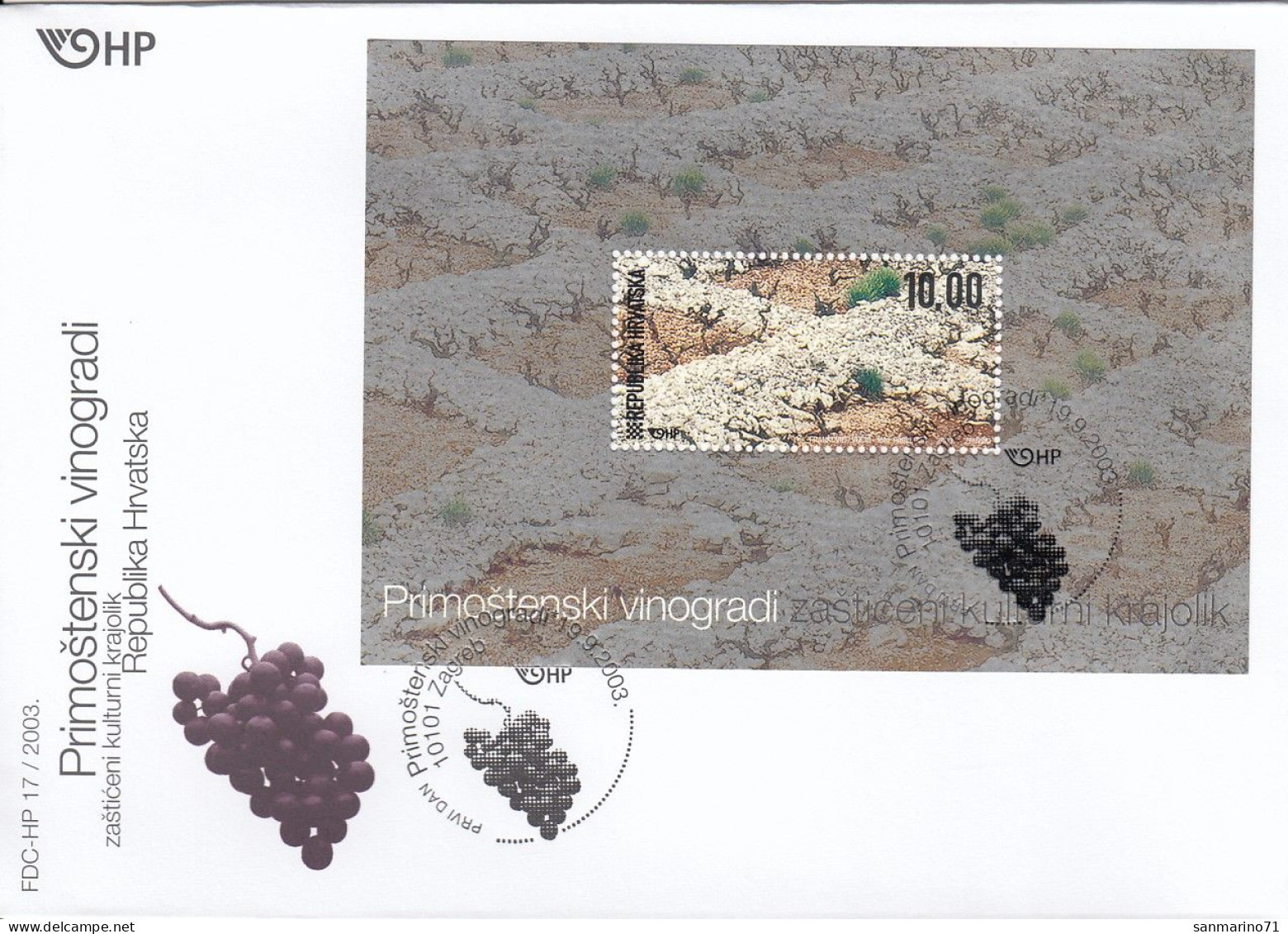 FDC CROATIA Block 23,grapes - Croazia