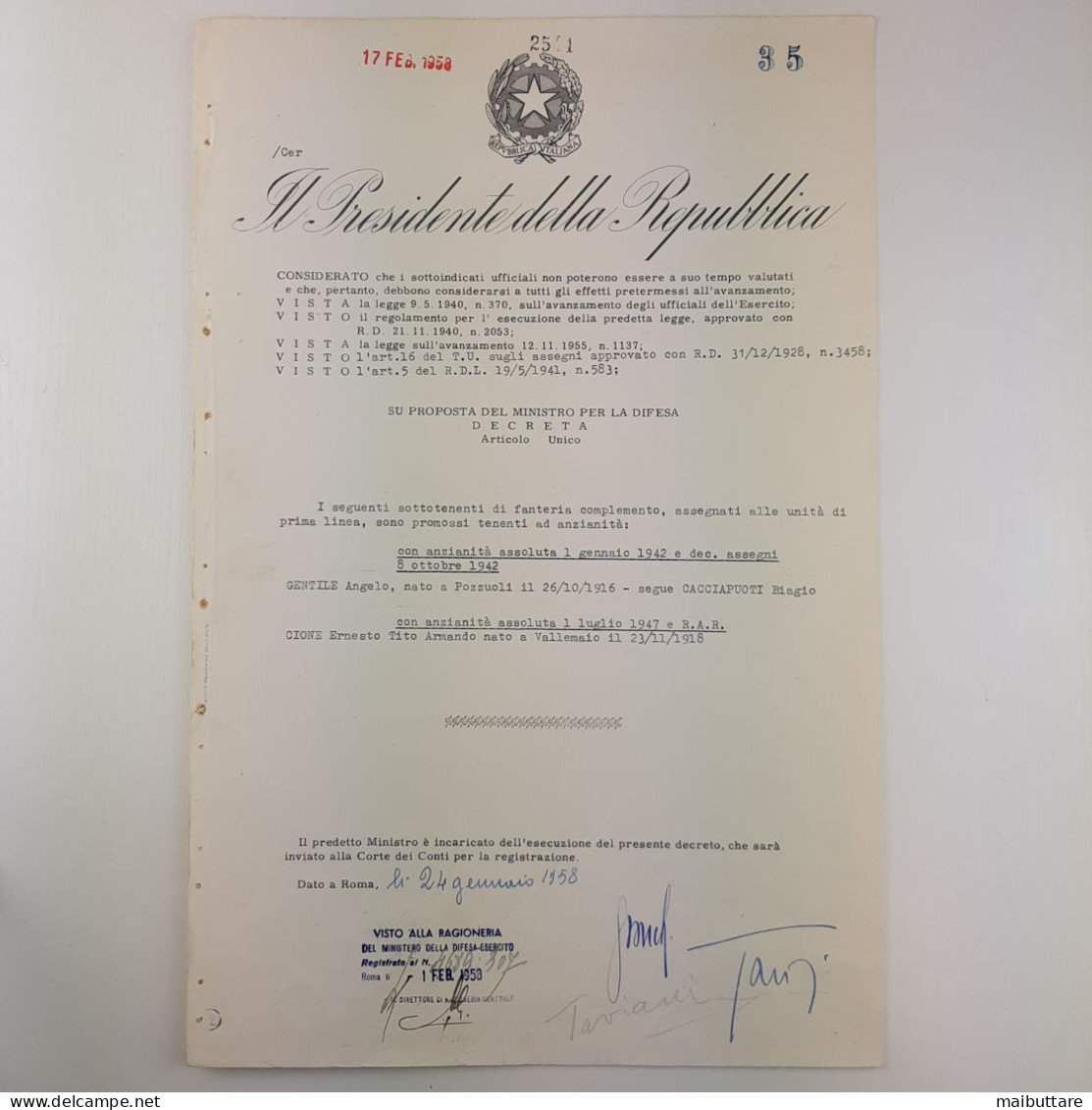 Decreto Firmato Da Vittorio Emanuele III Re D’Italia - Décrets & Lois