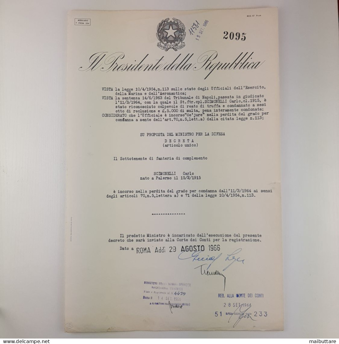 Decreto Firmato Da Vittorio Emanuele III Re D’Italia - Decrees & Laws
