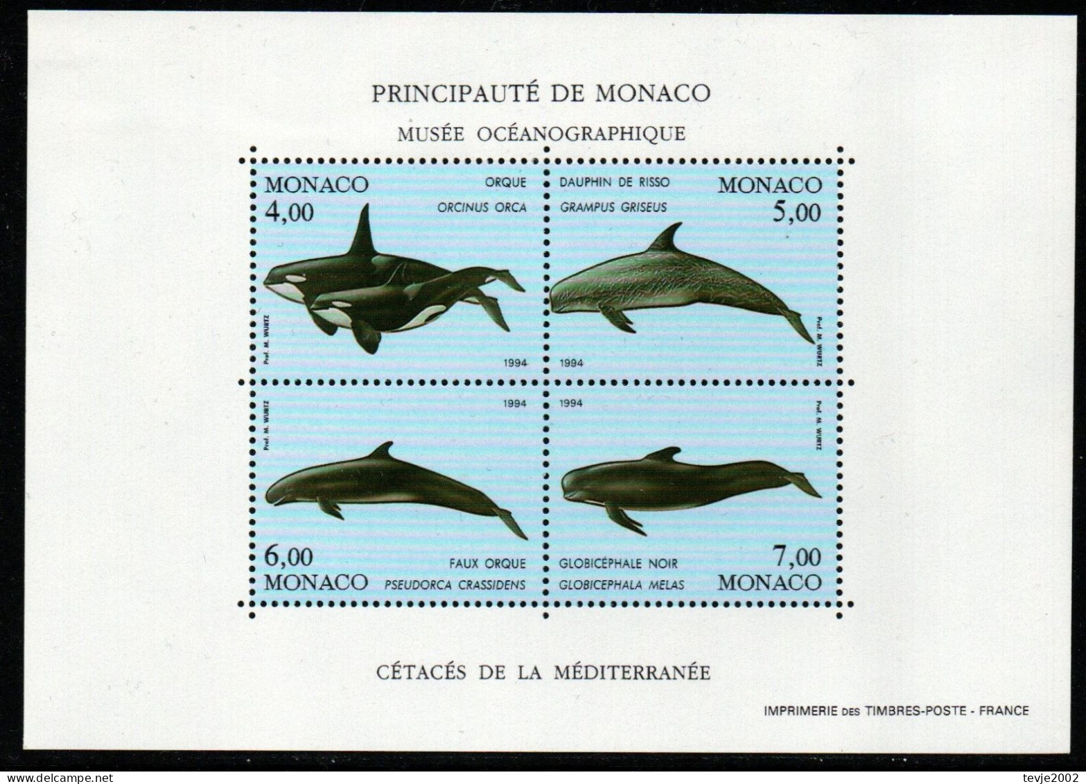 Monaco 1994 - Mi.Nr. Block 62 - Postfrisch MNH - Tiere Animals Wale Whales - Wale