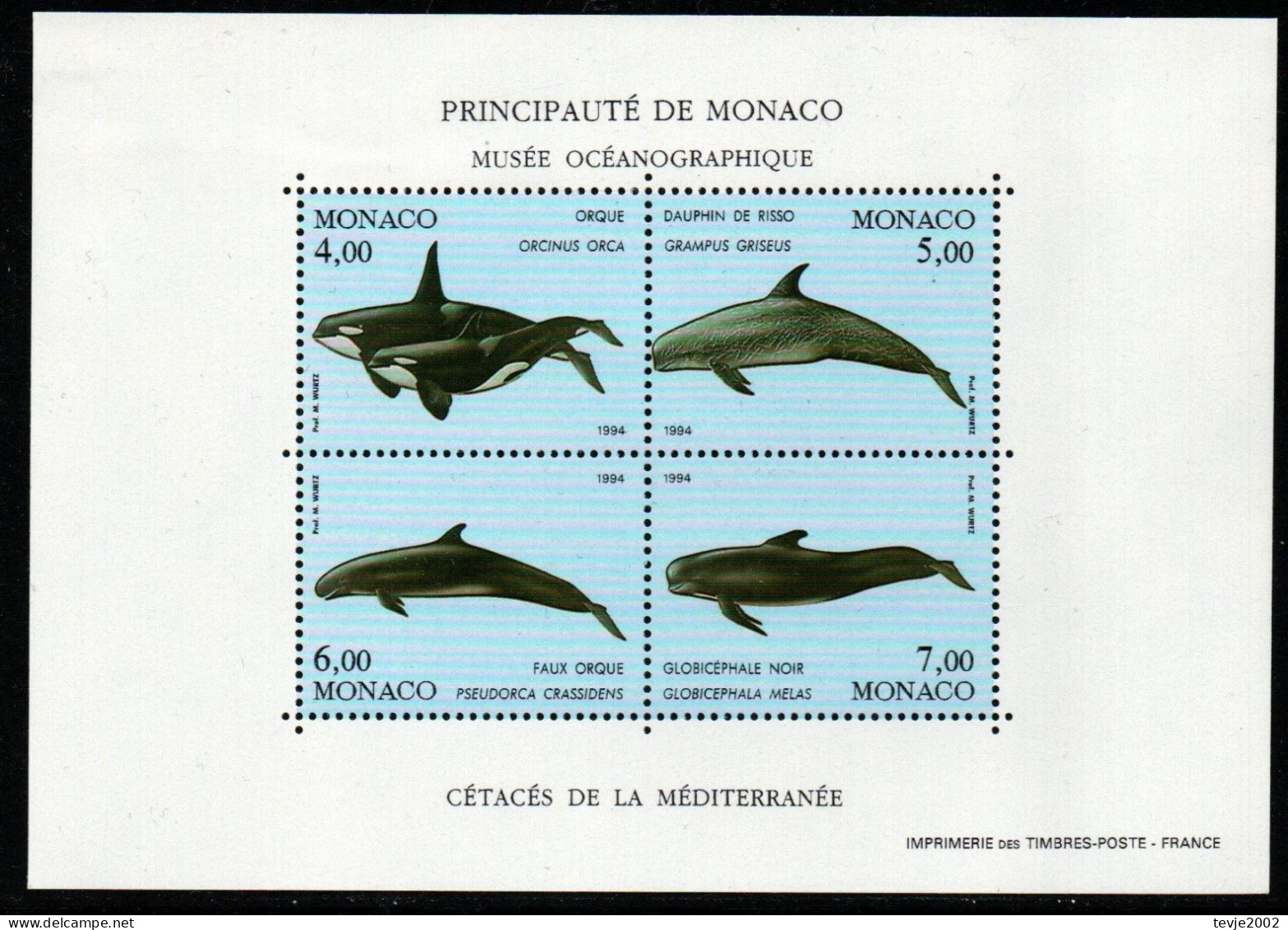 Monaco 1994 - Mi.Nr. Block 62 - Postfrisch MNH - Tiere Animals Wale Whales - Baleines