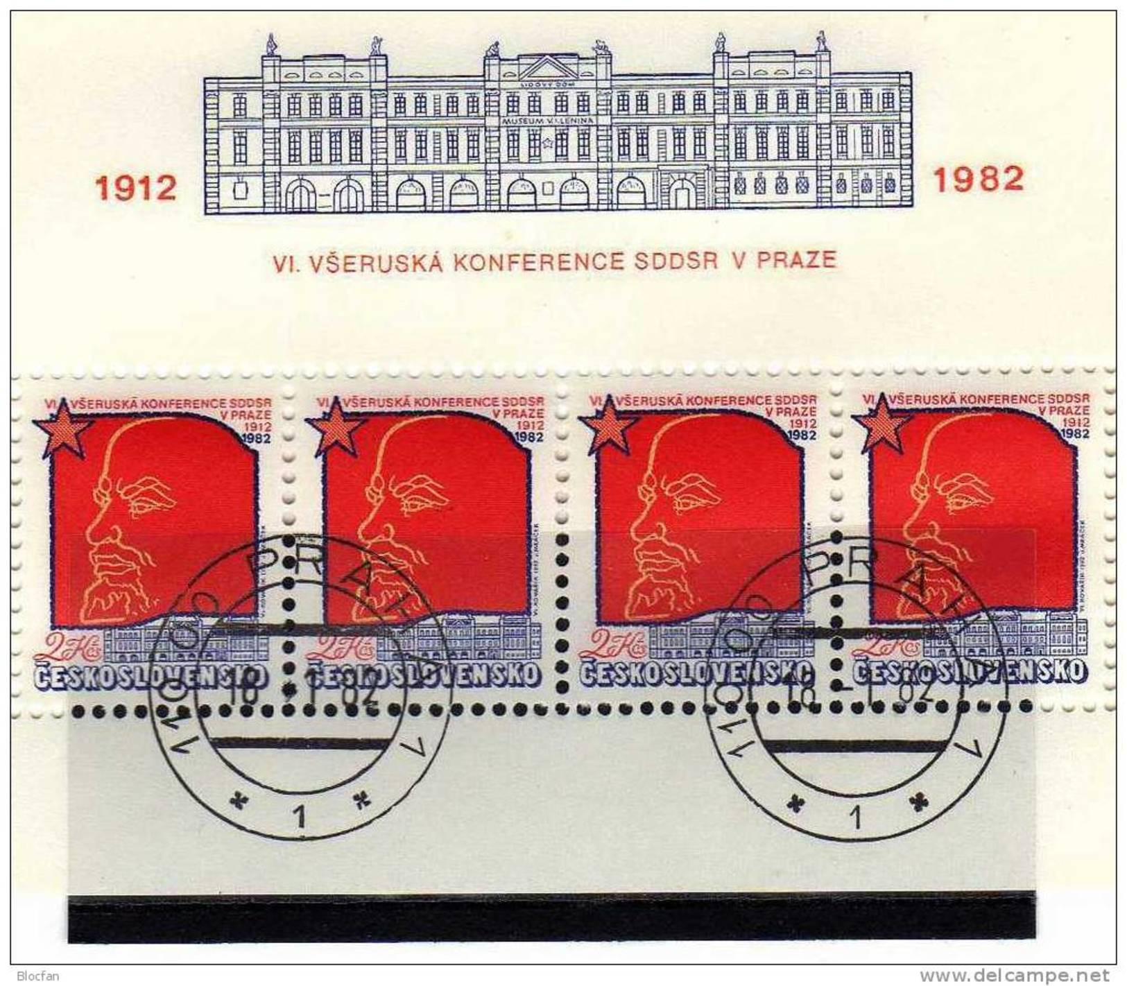 Parteikonferenz 1982 Lenin CSSR Block 46 O 5€ 6.Konferenz Rußland Prag Bloque Bloc Bloque M/s Sheet S/s Tschechoslowakei - Usati