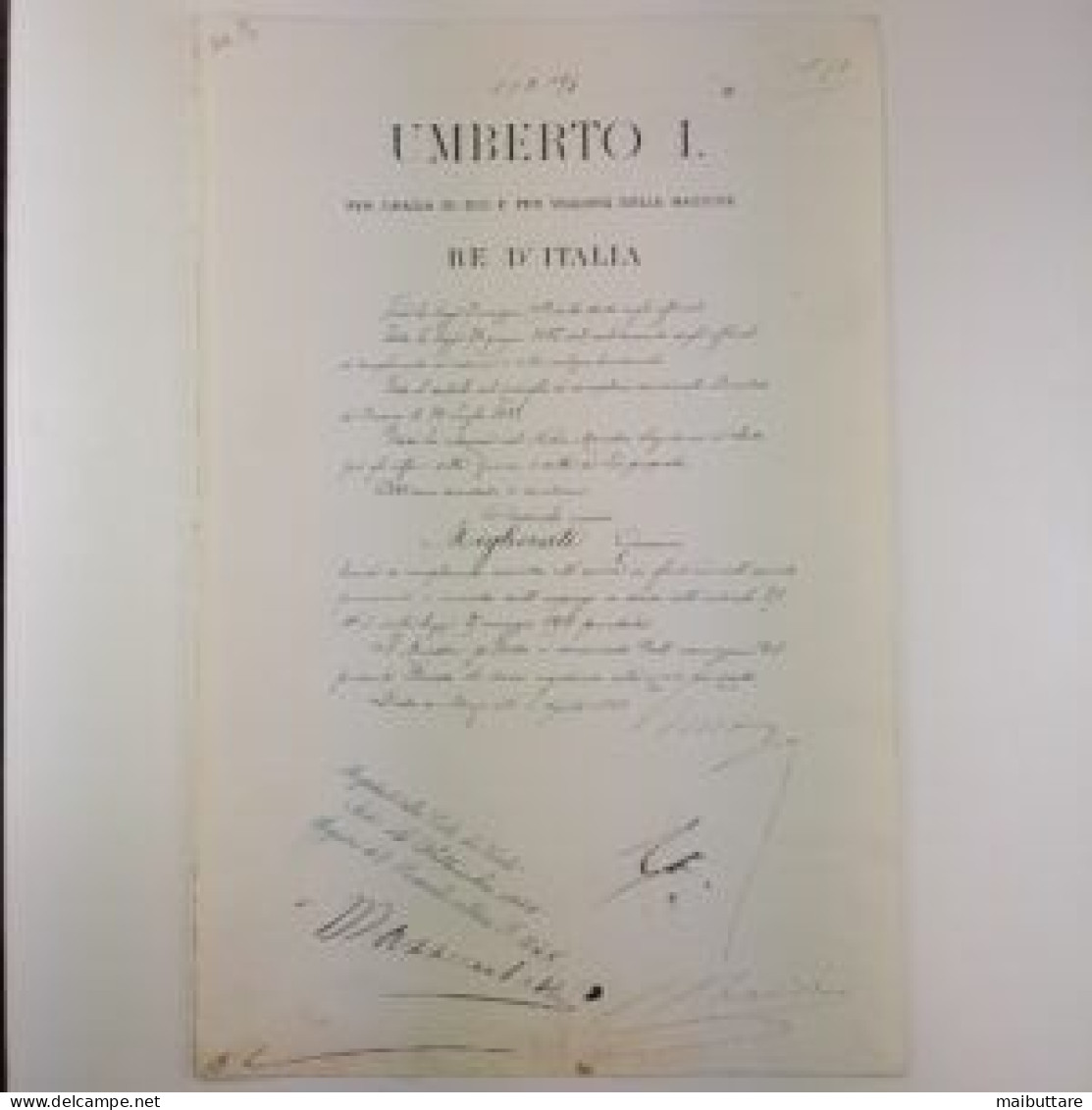 Decreto Firmato Dal Re Umberto I, Controfirmato Dal Ministro Della Guerra Ettore Bertole' Viale - Gesetze & Erlasse