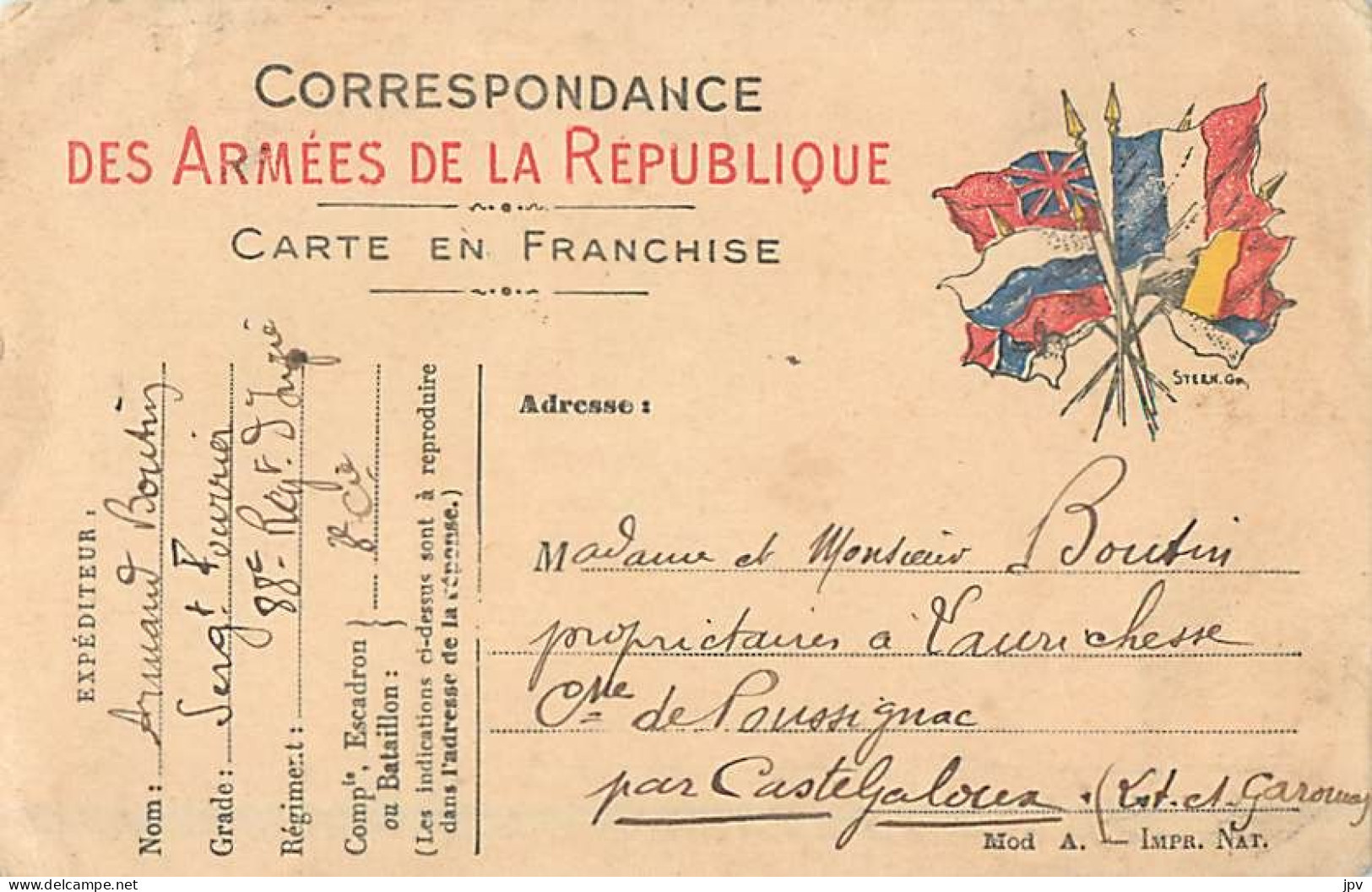 CARTE FRANCHISE MILITAIRE. Expédié Par Un Soldat Du 155° Régiment D'Infanterie. Secteur Postal 32. - Altri & Non Classificati