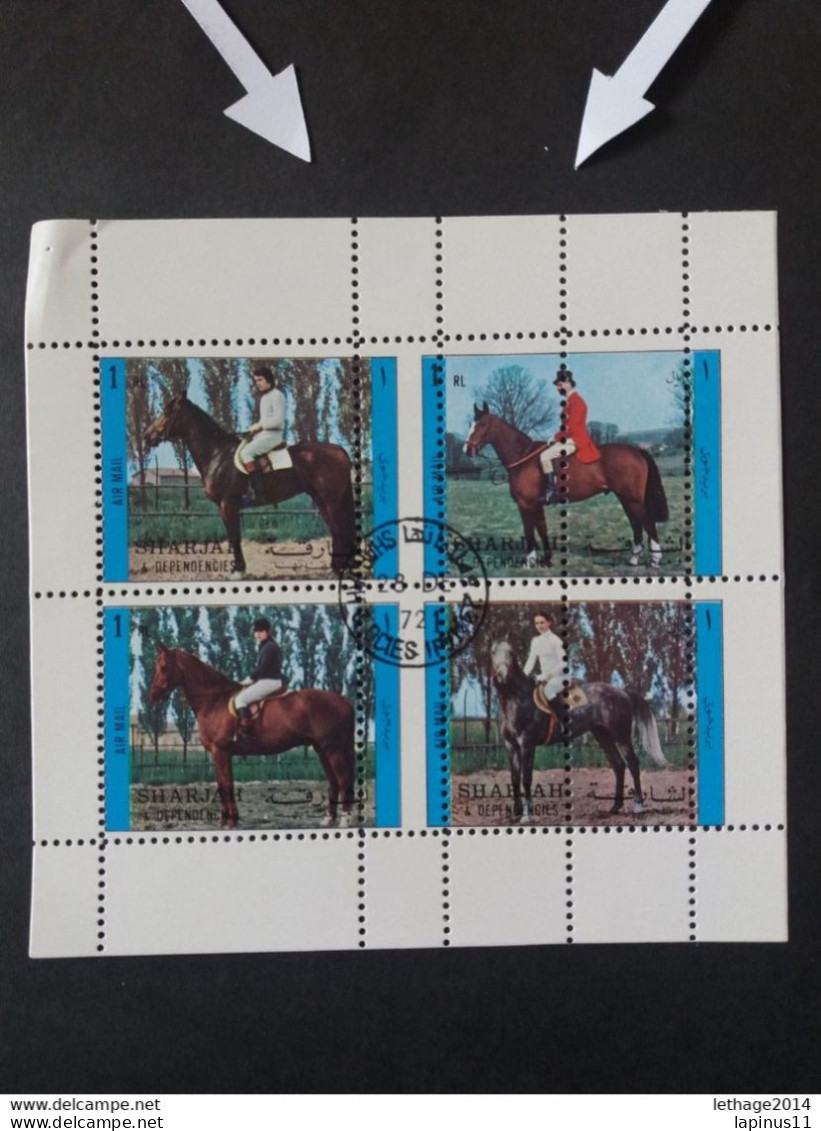 Emirati Arabi الإمارات العربية المتحدة Sharjah 1972 Riders Cat. Michel 1296-1299 Perf Error. Cancellation Of Issue MNH - Schardscha