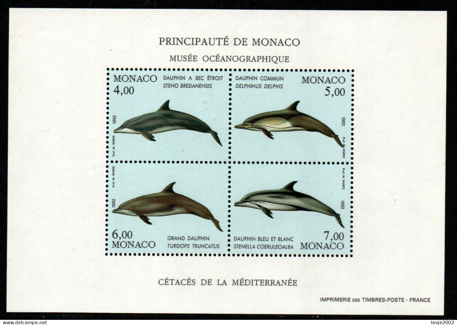 Monaco 1992 - Mi.Nr. Block 54 - Postfrisch MNH - Tiere Animals Deplphine Dolphins - Dolphins