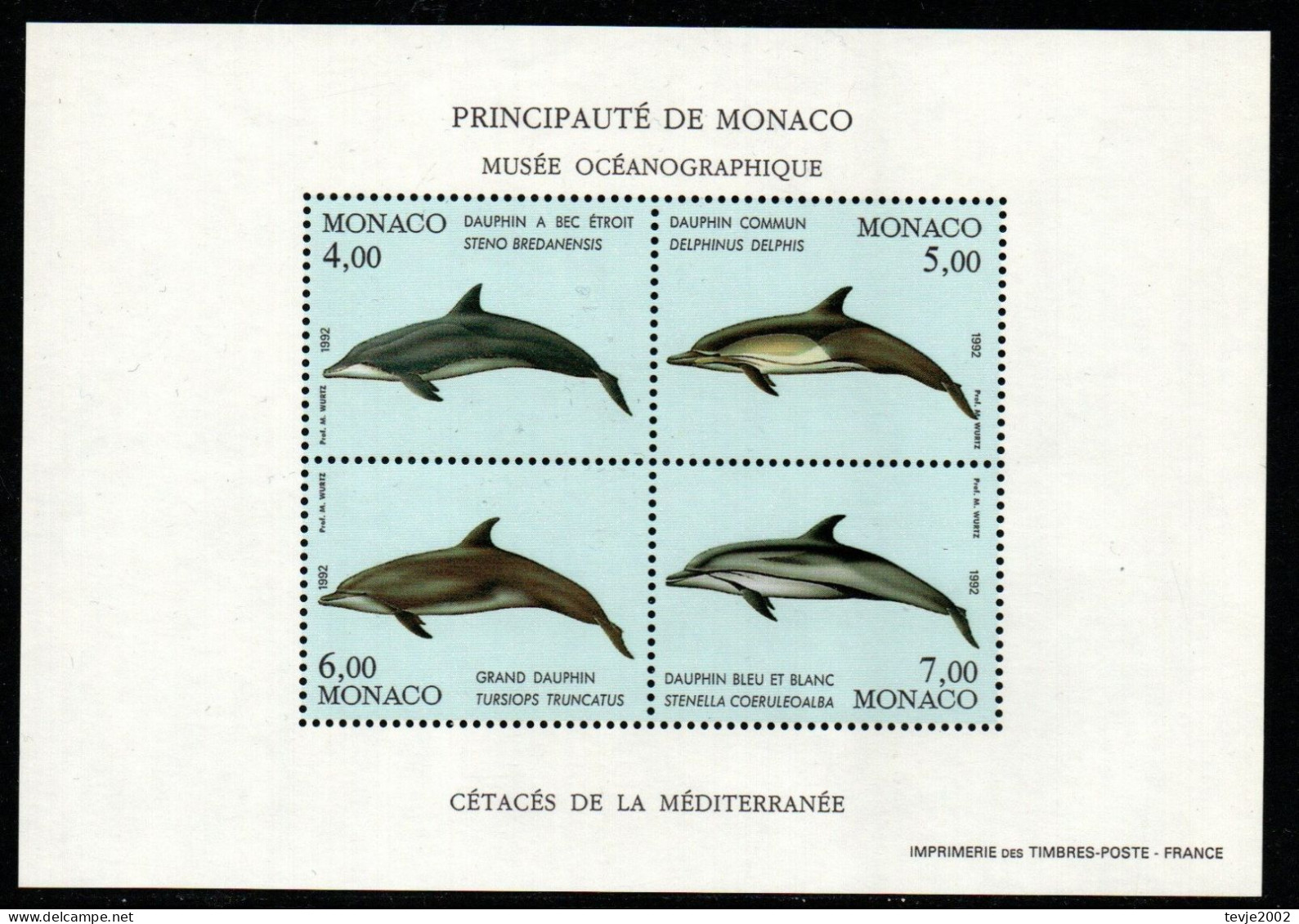 Monaco 1992 - Mi.Nr. Block 54 - Postfrisch MNH - Tiere Animals Deplphine Dolphins - Delfines