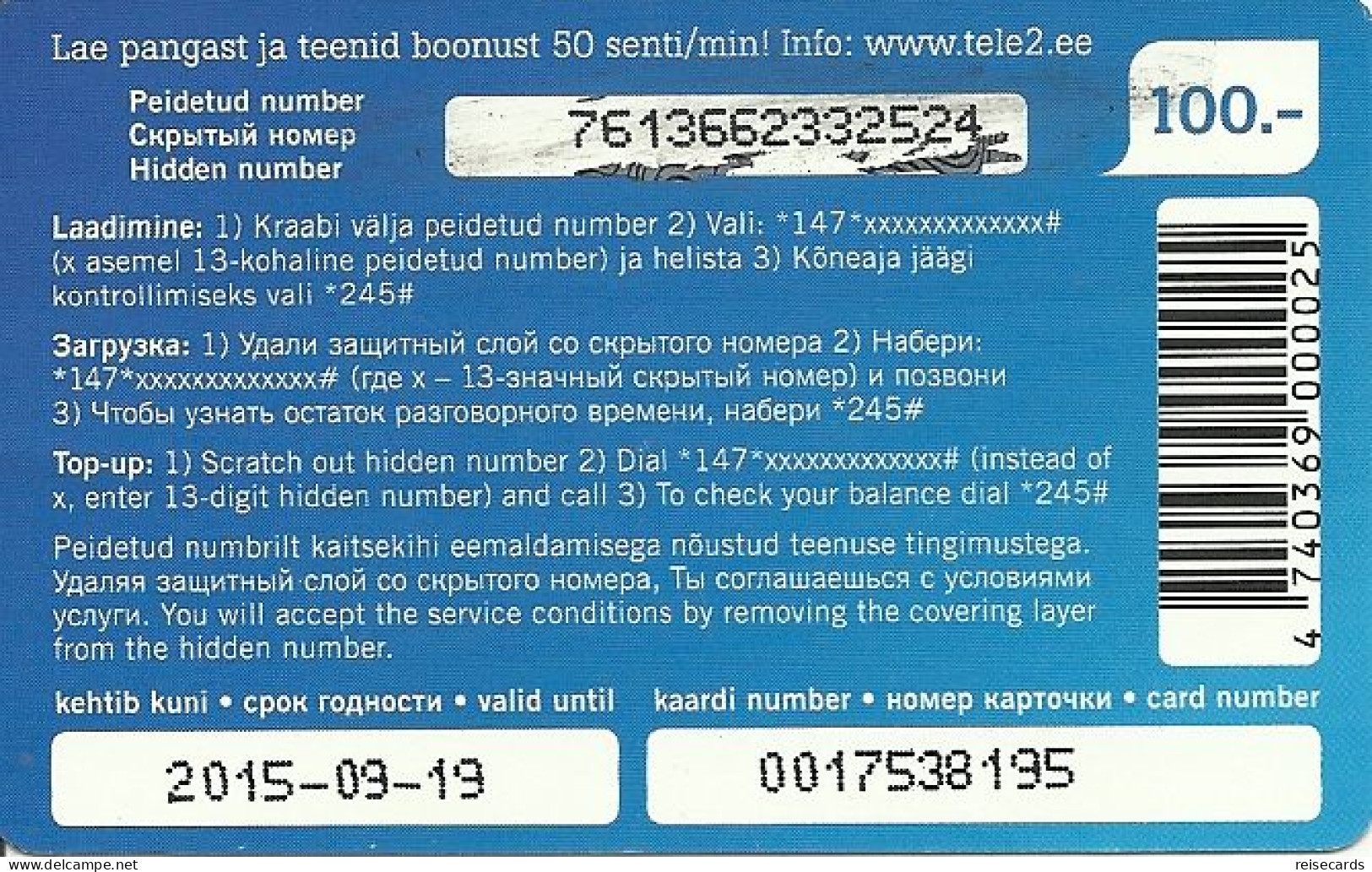 Estonia: Prepaid Tele2 Smart - Estonie