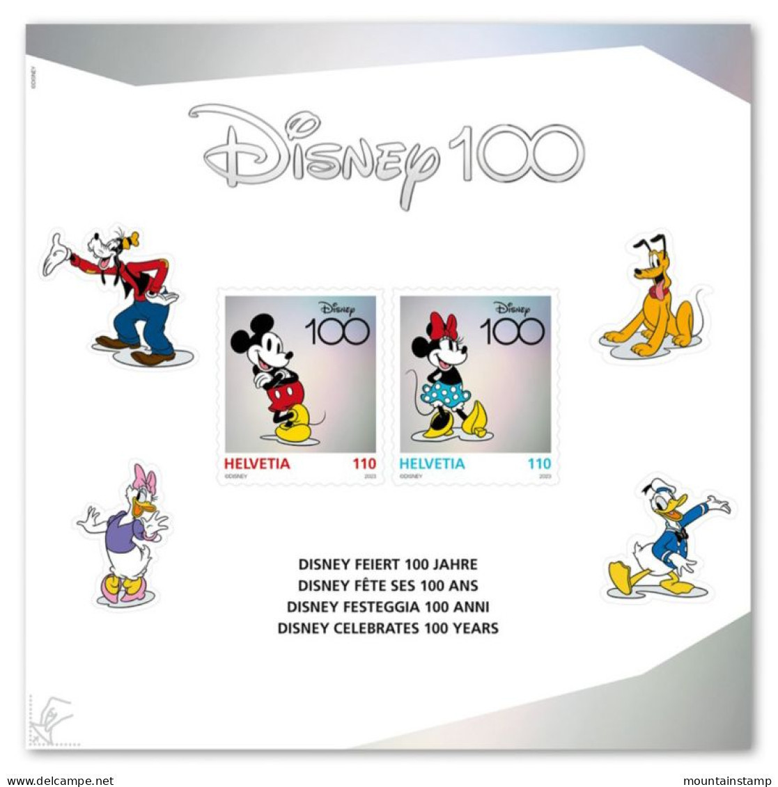 Switzerland  2023 (2023/4) 100 Years Disney Miniaturesheet 12x12cm MNH ** - Neufs