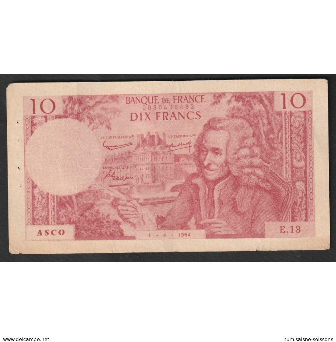 FRANCE - BILLET FACTICE - 10 FRANCS VOLTAIRE - A USAGE SCOLAIRE - SOCIÉTÉ ASCO - Fictifs & Spécimens