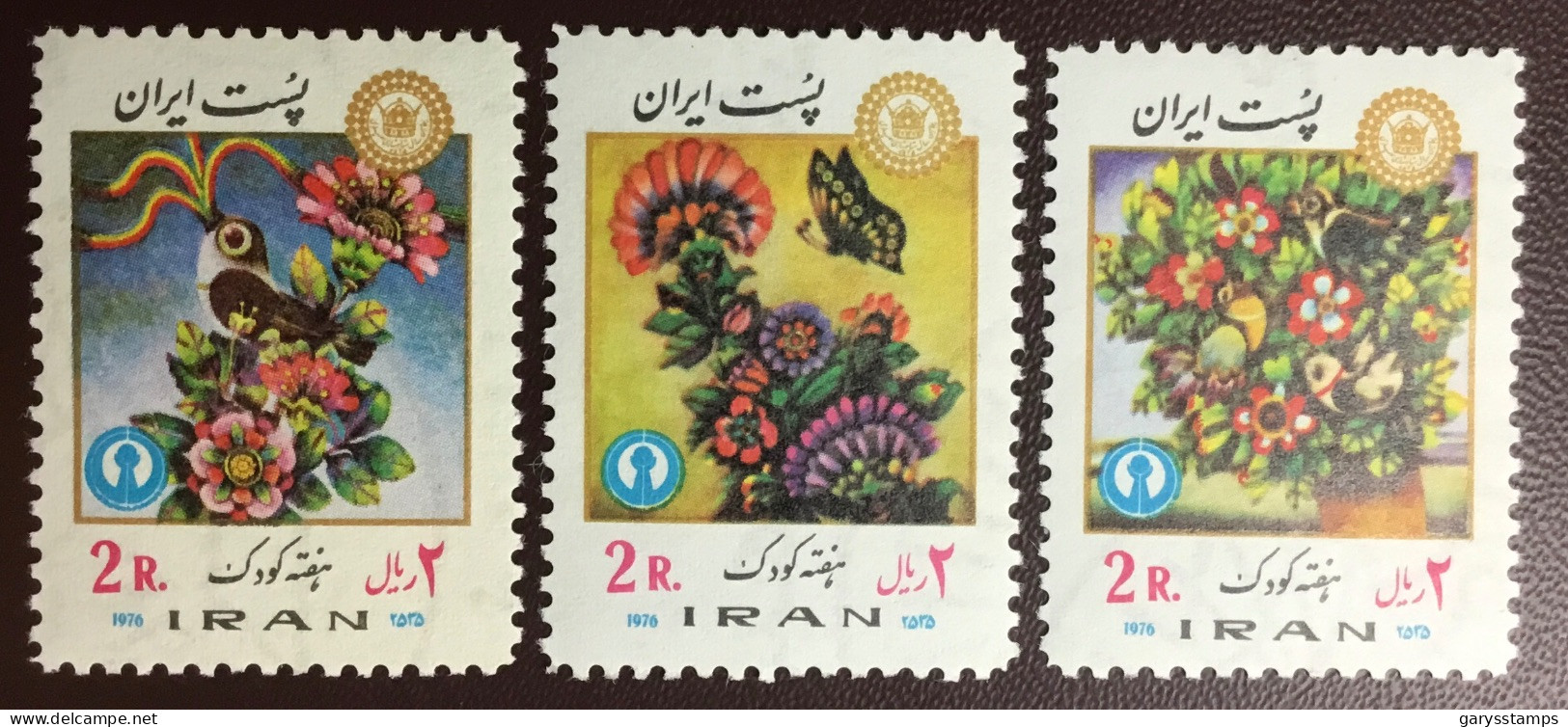 Iran 1976 Children’s Week Flowers Birds Butterflies MNH - Iran