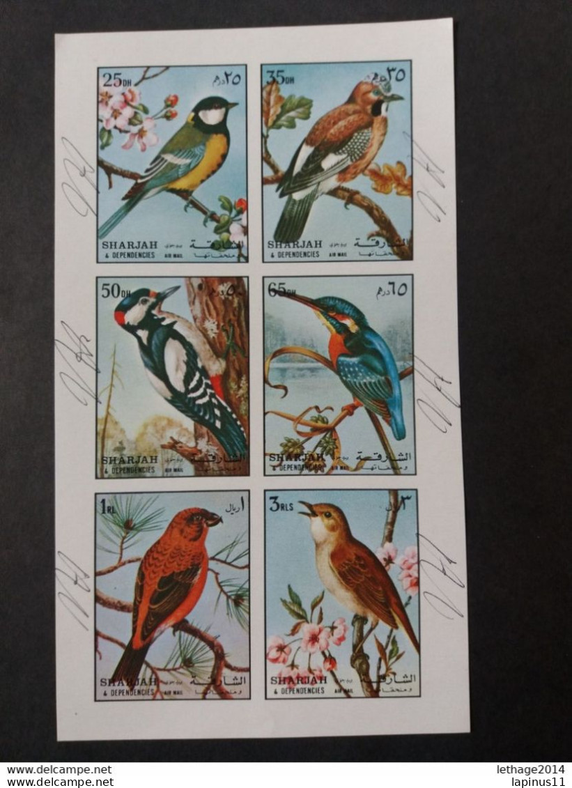 Emirati Arabi الإمارات العربية المتحدة Sharjah 1972 Birds Cat. Michel 1178/83 Cancellation Of Issue MNH SPECIMEN IMPERF - Sharjah