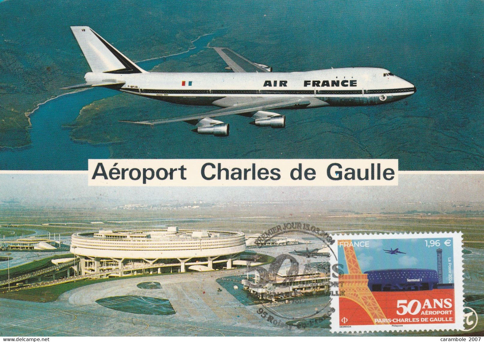 Carte-Maximum FRANCE 2024 N° Y&T ? (50 Ans Aéroport Charles De Gaulle) Obl Sp 1er Jour Illustrée 15/03/2024 Editions PI - 2020-…