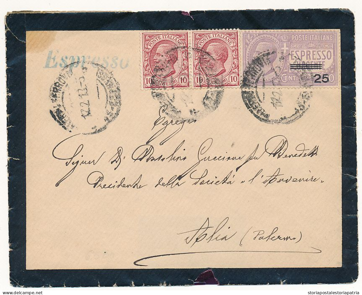 1918 LETTERA ESPRESSO CON ESPRESSO SOVRASTAMPATO 0,25 SU ESPRESSO URGENTE 0,40 - Express Mail