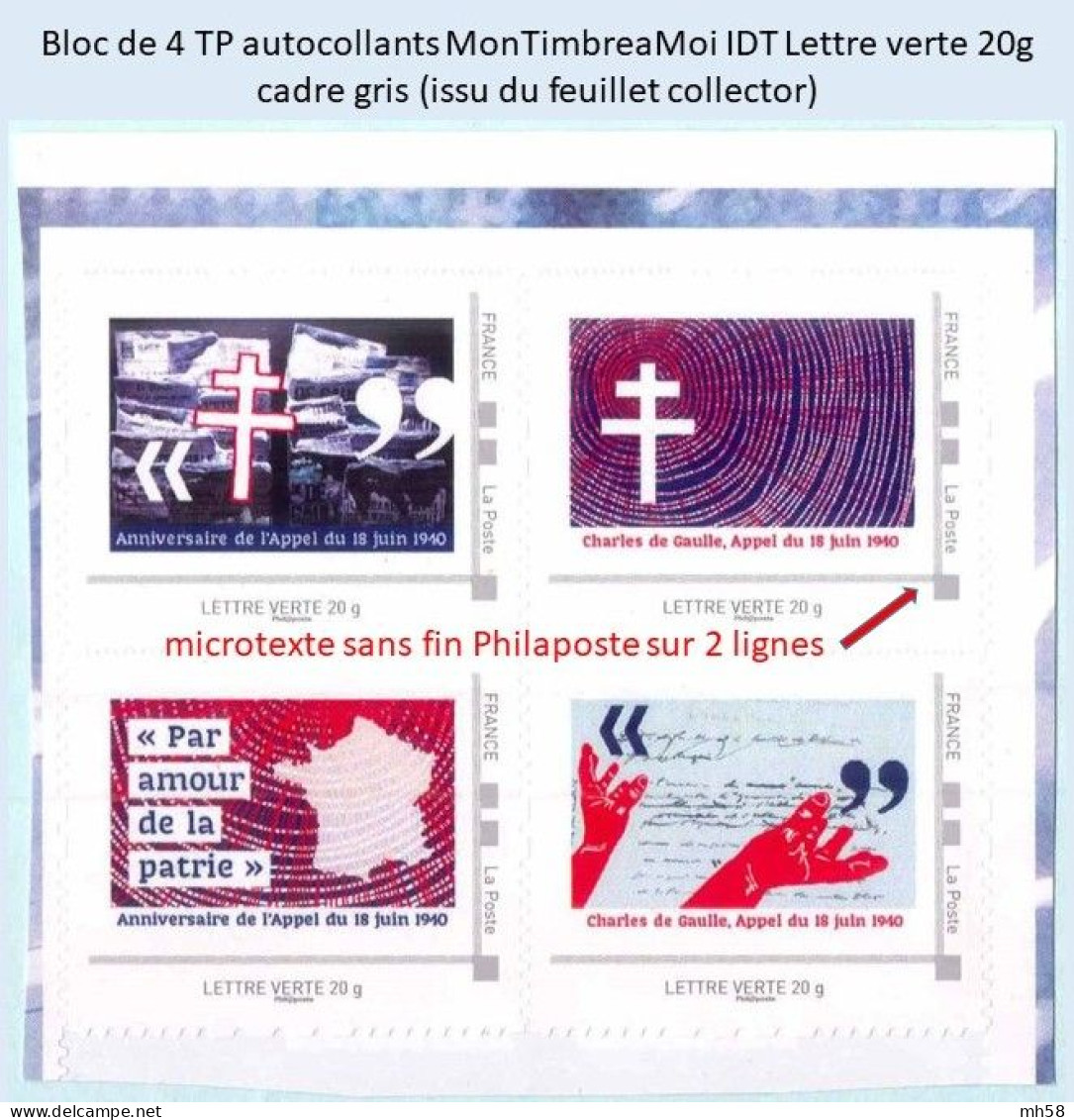 FRANCE - MonTimbraMoi IDT 75° Anniversaire Appel 18 Juin 1940 - 4 TP Neufs ** Issus Du Feuillet Collector - Neufs