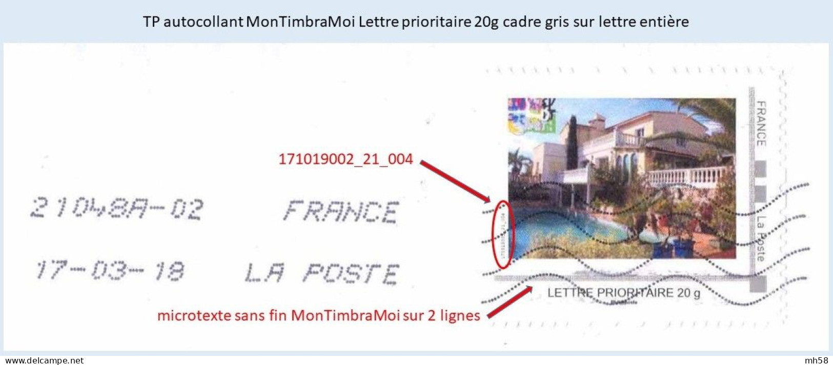 FRANCE - MonTimbraMoi Villa Avec Piscine Sur Enveloppe De 2018 - Lettre Prioritaire 20g - Storia Postale