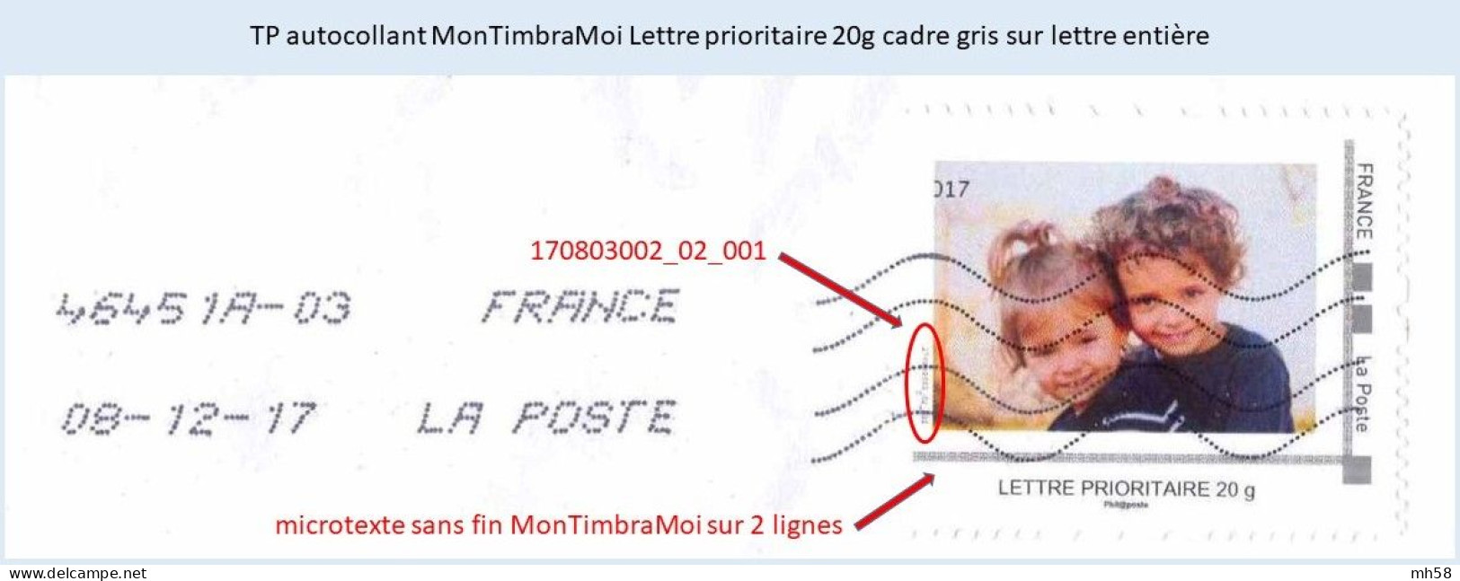 FRANCE - MonTimbraMoi Enfants Fille Garçon Sur Enveloppe De 2017 - Lettre Prioritaire 20g - Covers & Documents