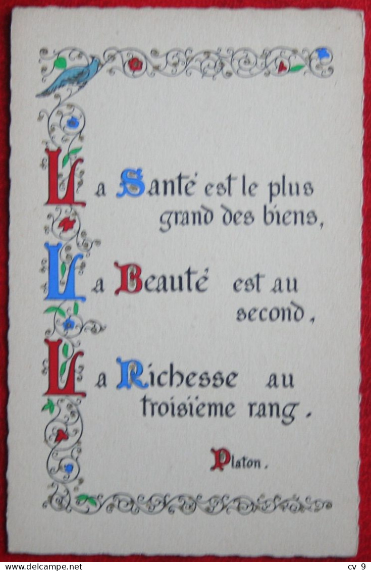 Enluminures La SANTE Est Le Plus Grand Des Biens La BEAUTE Le Second La RICHESSE Au 3eme Rang ( PLATON ) Vierge C414 - Philosophy