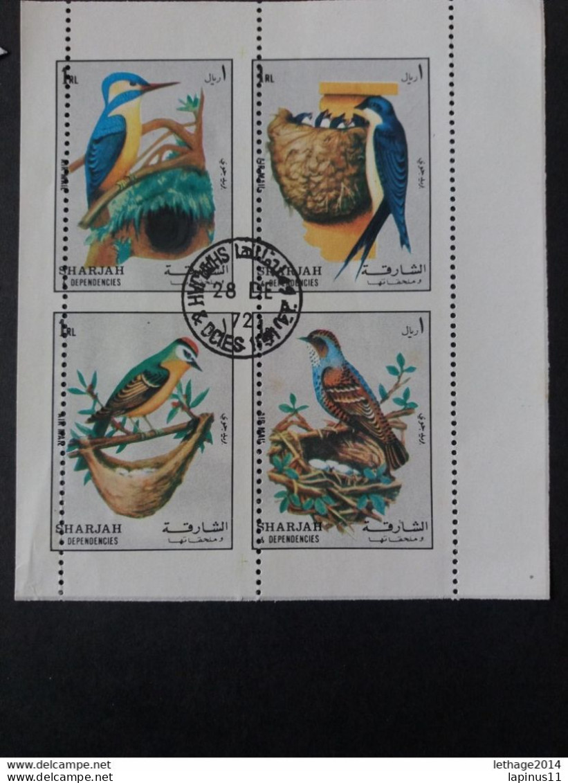 Emirati Arabi الإمارات العربية المتحدة Sharjah 1972 Birds Cat. Michel 1308-1311 Error Perf. Cancellation Of Issue MNH - Sharjah