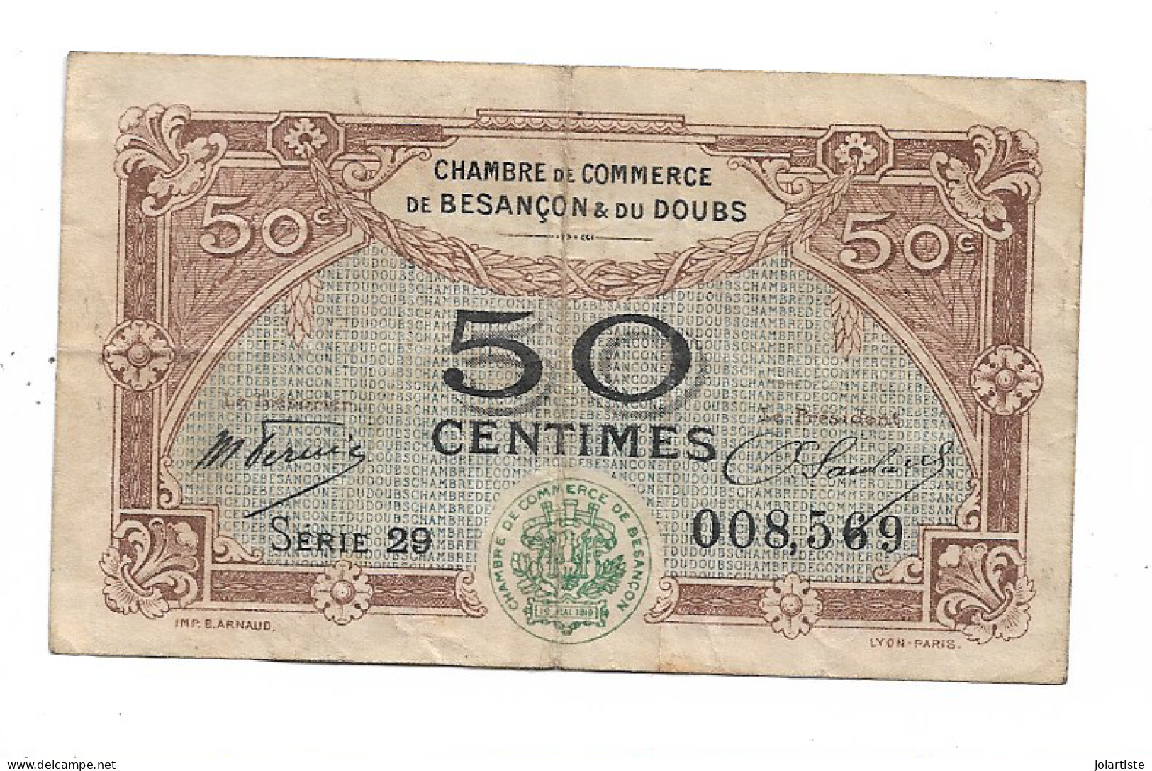 Chambre De Commerce De Besancon Et Du Doubs 50 Centimes 1924 N0171 - Zonder Classificatie