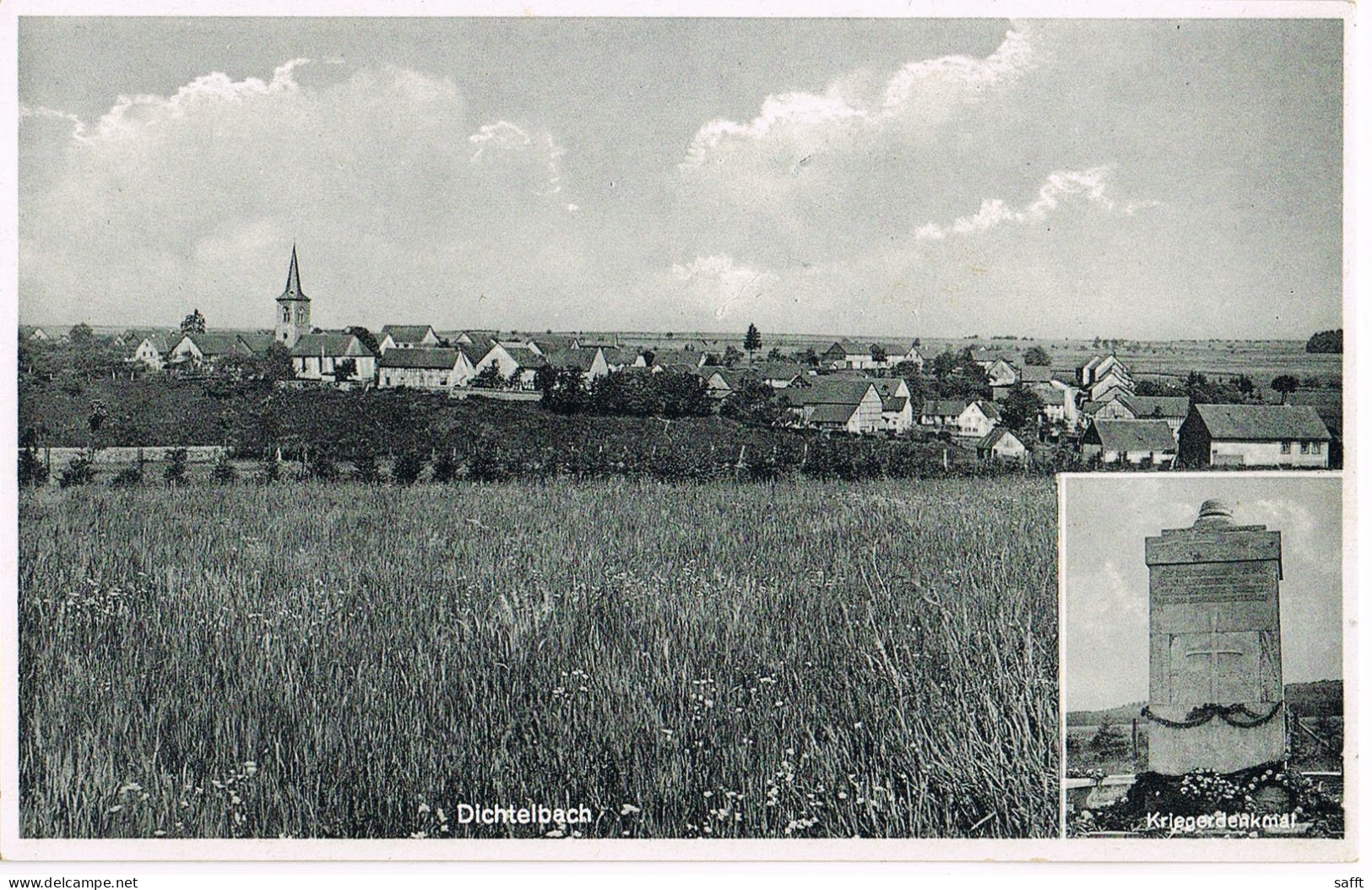 AK Dichtelbach, Totale Und Kriegerdenkmal Um 1930 - Rhein-Hunsrück-Kreis