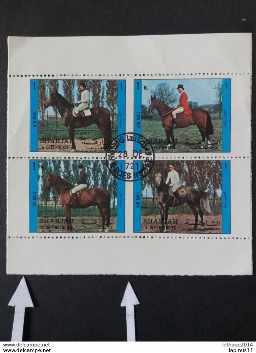 Emirati Arabi الإمارات العربية المتحدة Sharjah 1972 Riders Cat. Michel 1296-1299 Error Perf. Cancellation Of Issue MNH - Schardscha