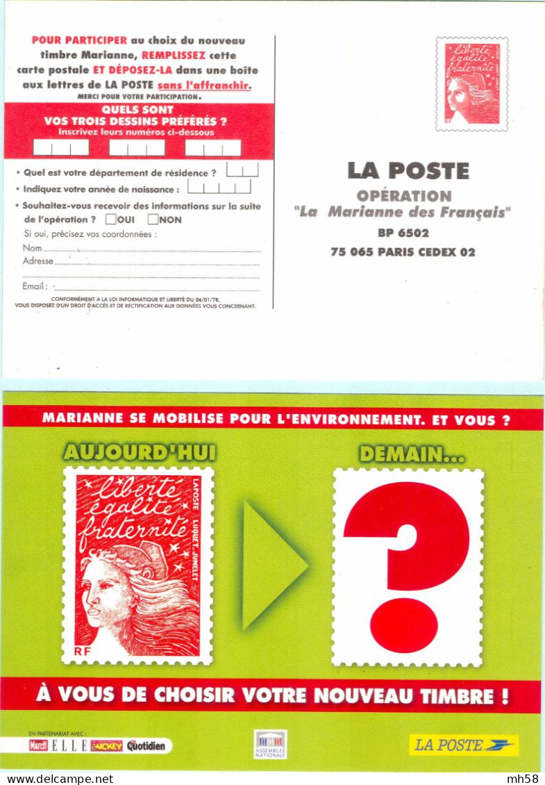 Entier FRANCE - PAP Carte Réponse Neuf - Opération "La Marianne Des Français" - TVP Luquet RF Rouge - Prêts-à-poster:Stamped On Demand & Semi-official Overprinting (1995-...)