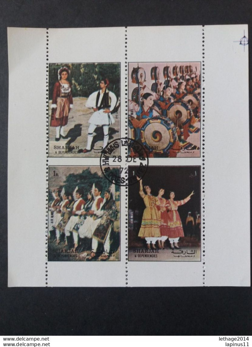 Emirati Arabi الإمارات العربية المتحدة Sharjah 1972 Folklore Cat. Michel 1312-1315 Error Perf. Cancellation Of Issue MNH - Schardscha