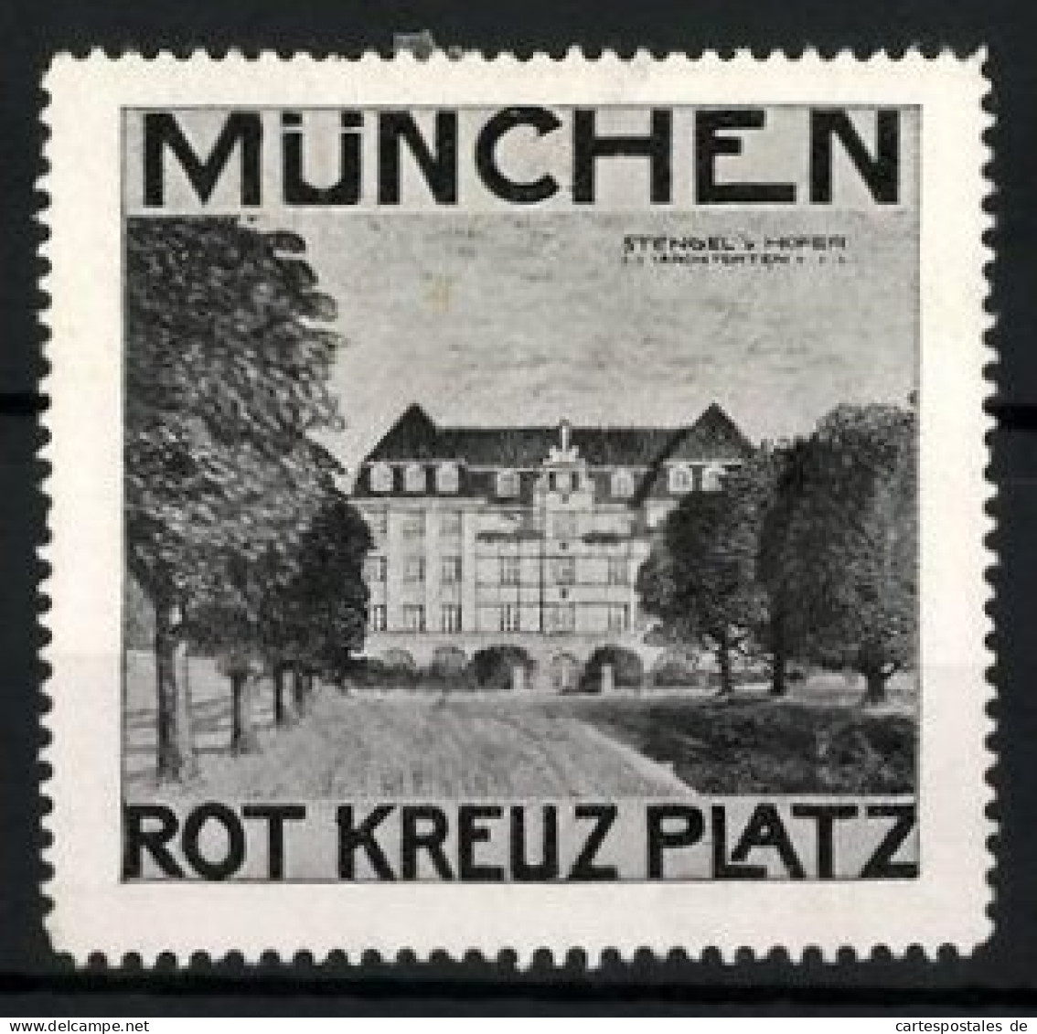 Reklamemarke München, Rot Kreuz Platz, Stengel V. Hofer  - Cinderellas