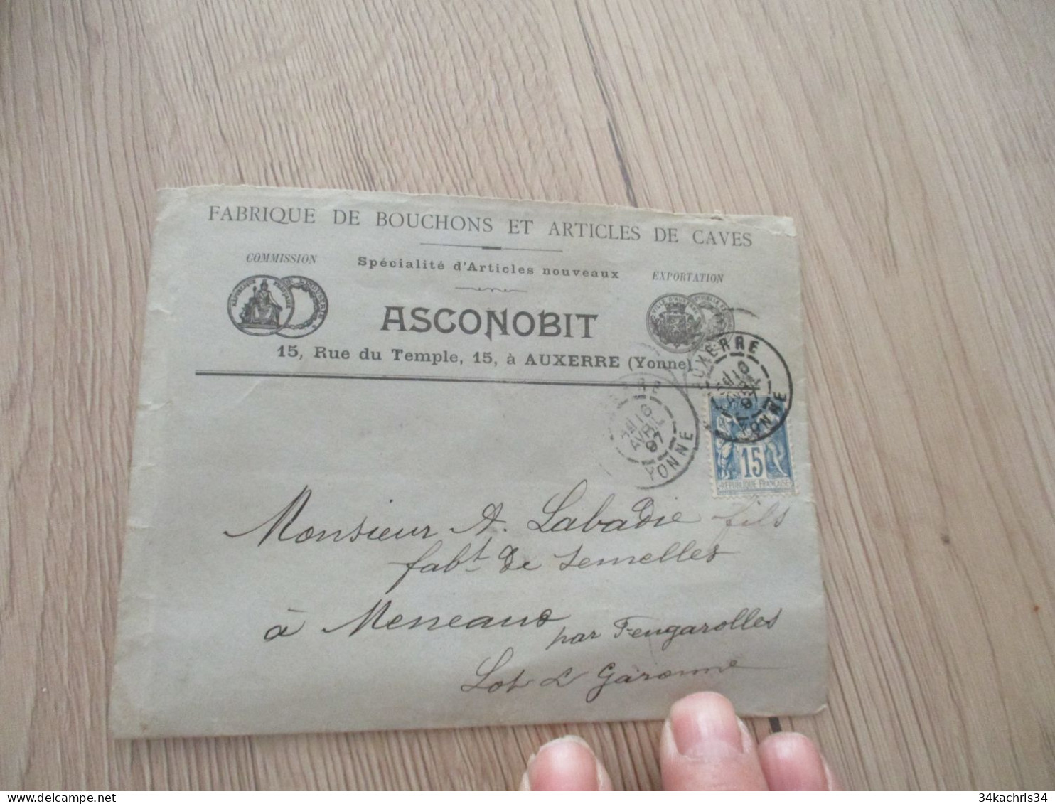 F5 Lettre à En Tête Pub Publicité Asconobit Auxerre Yonne Fabrique De Bouchons Et Articles De Cave 1897 Un TP Sage - Petits Métiers