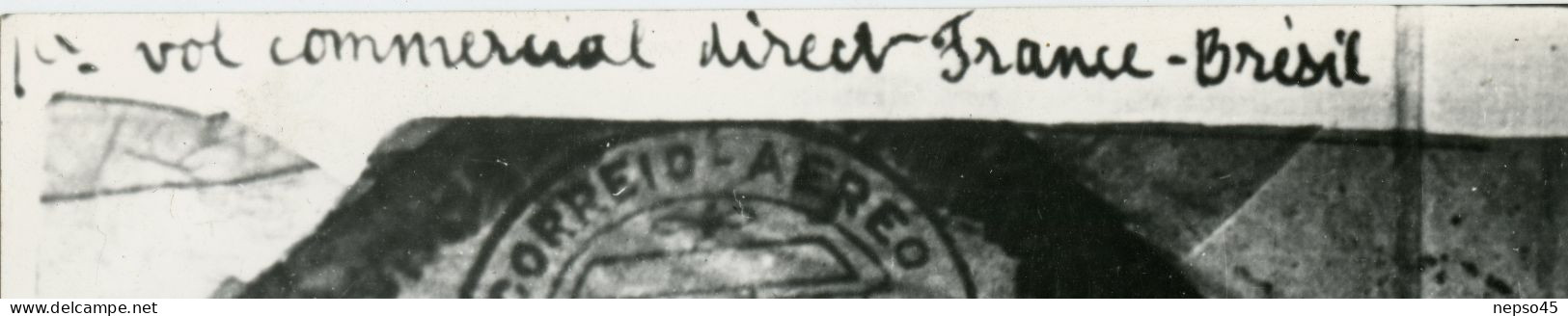 Avion.courrier Signé Mermoz Voyagé Liaison Postale Paris France Et Rio  Amérique Du Sud.Laté 28.détails Du Voyage. - Aviation