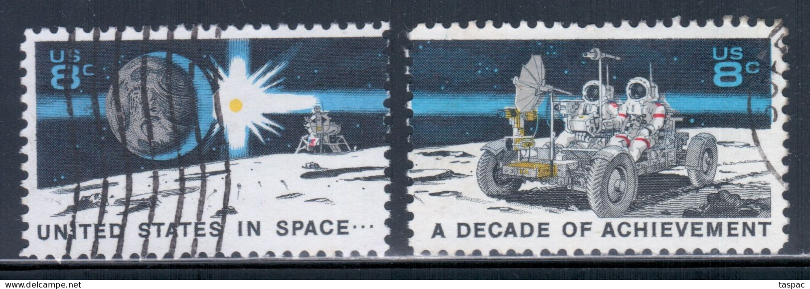 United States 1971 Mi# 1046-1047 Used - Apollo 15 Moon Exploration Mission / Space - Gebraucht