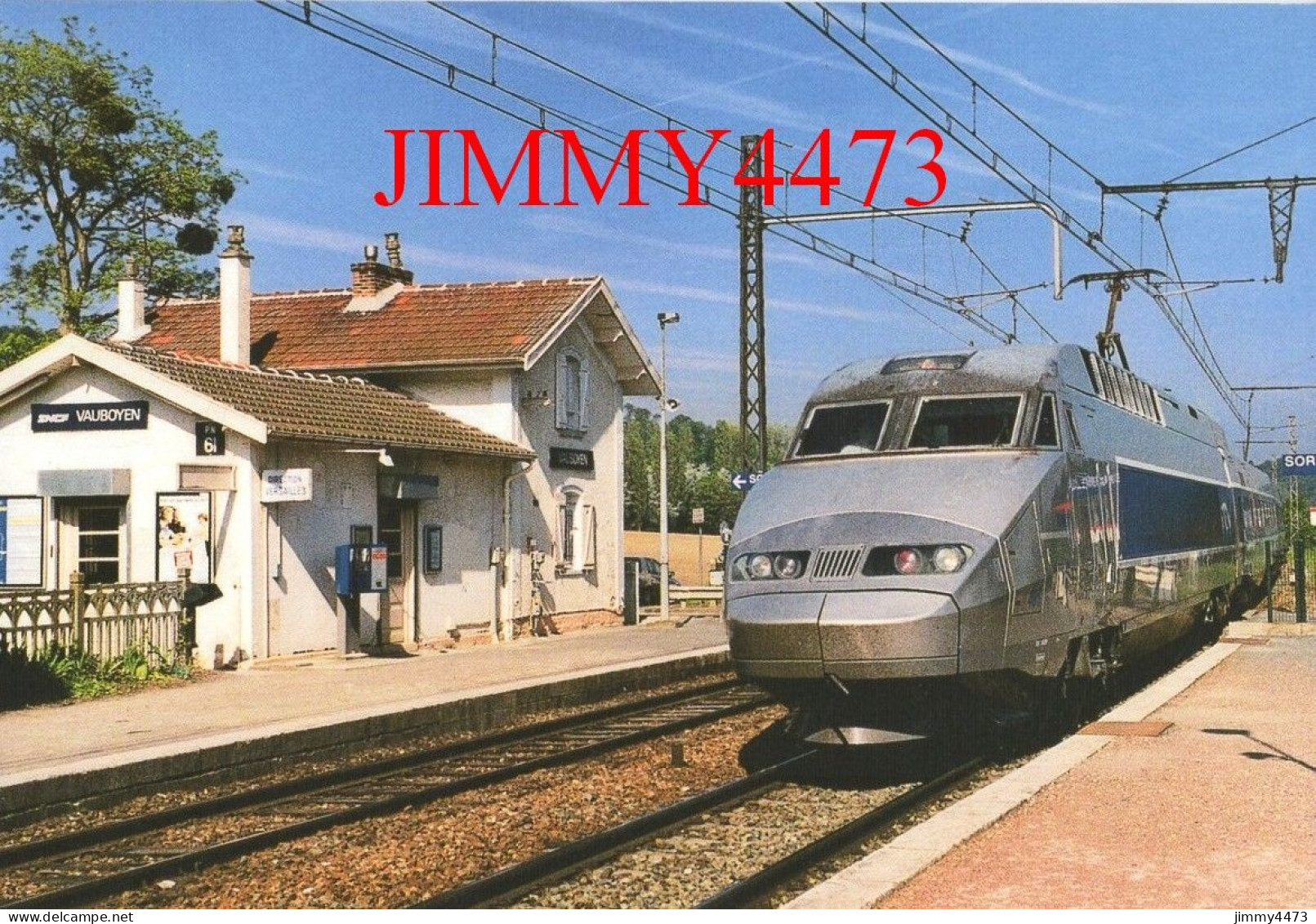 CPM - TGV ROUEN AVIGNON Via VERSAILLES & LYON - Gare De VAUBOYEN Rame 405 - Photo S. BALIZIAUX - Edit. Le Petit Cheminot - Stazioni Con Treni